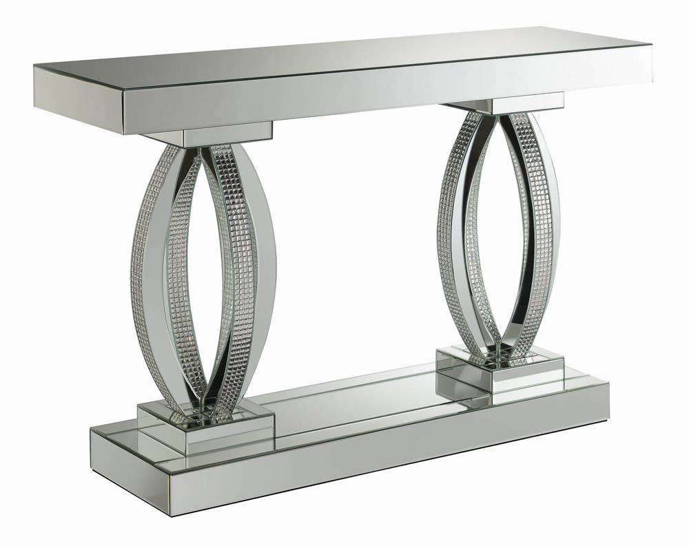 Amalia Rectangular Sofa Table with Shelf Clear Mirror - 722519 - Bien Home Furniture & Electronics