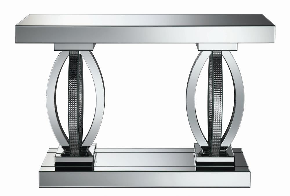 Amalia Rectangular Sofa Table with Shelf Clear Mirror - 722519 - Bien Home Furniture & Electronics
