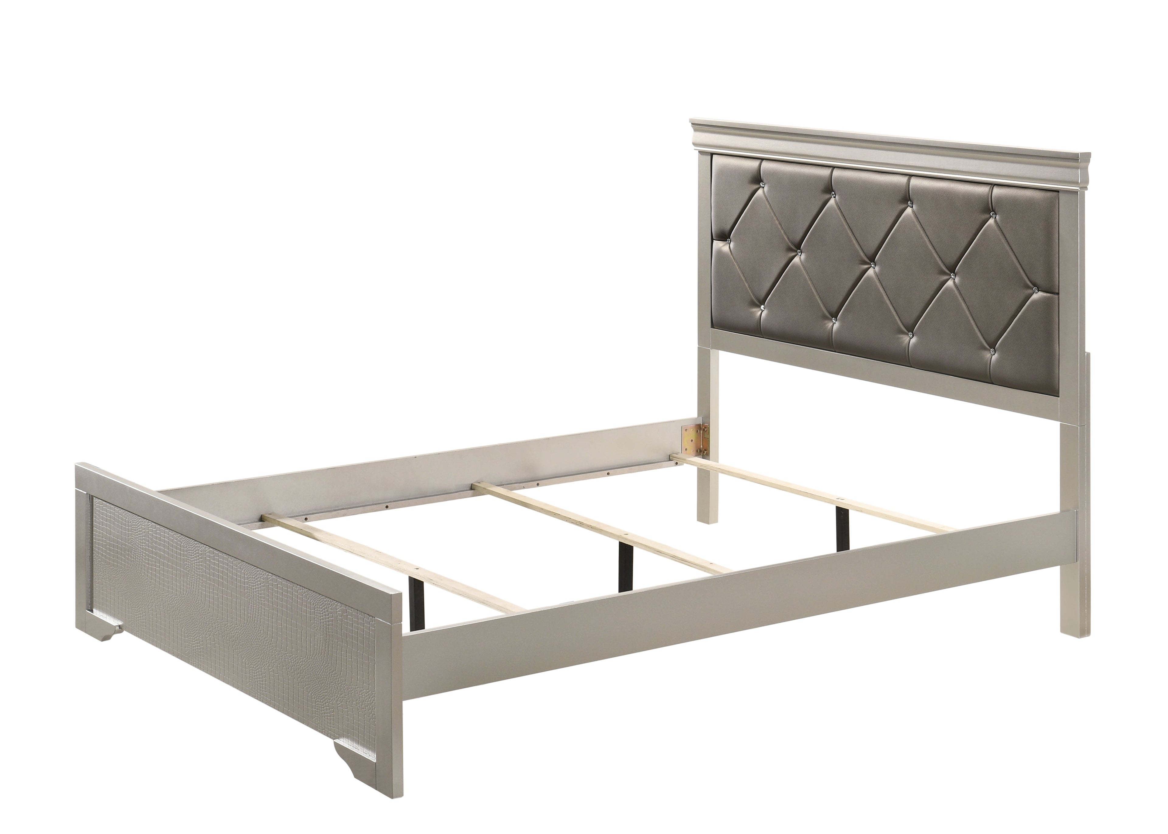Amalia Silver Upholstered Panel Bedroom Set - SET | B6910-Q-HBFB | B6910-KQ-RAIL | B6910-2 | B6910-4 - Bien Home Furniture & Electronics