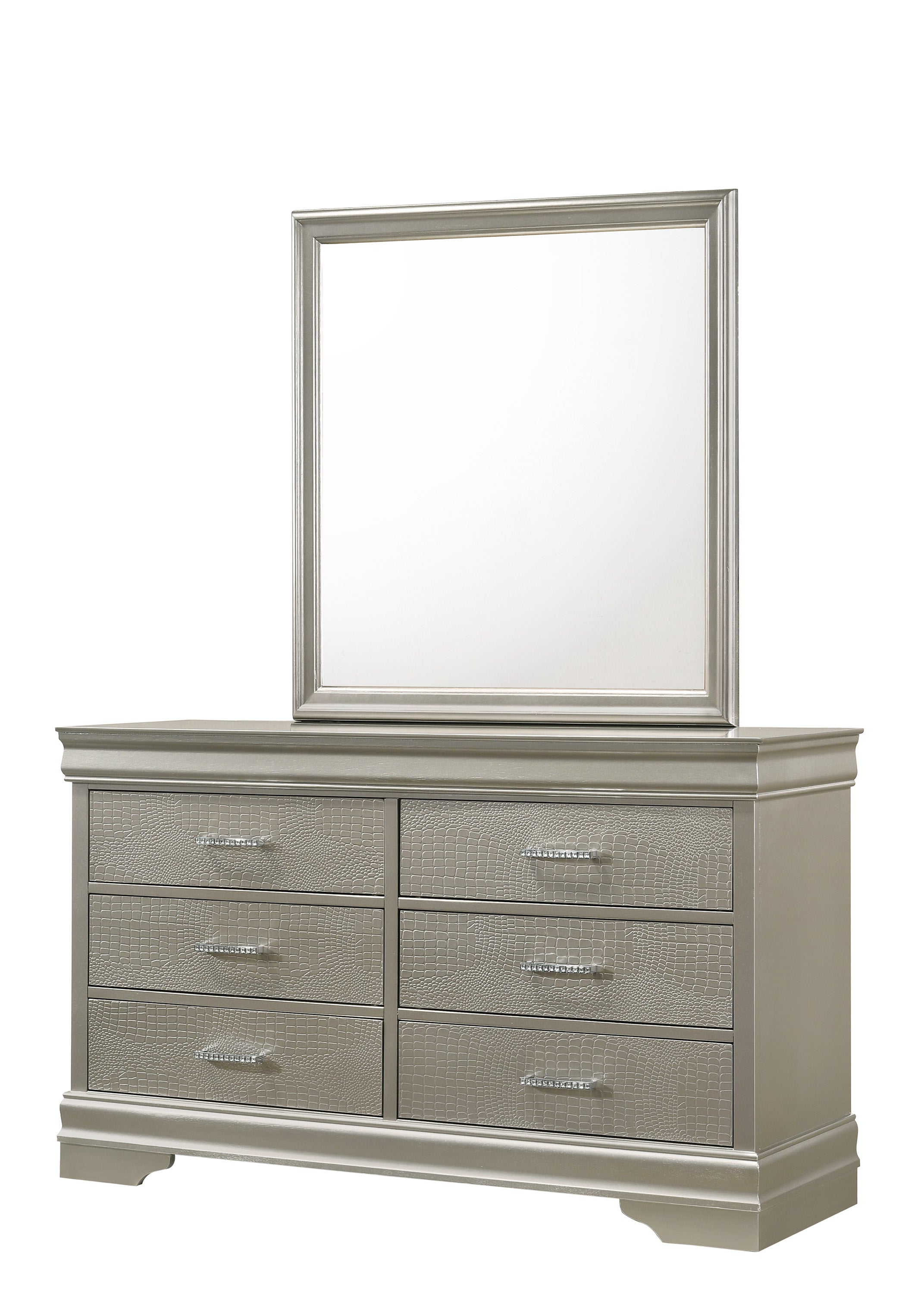Amalia Silver Upholstered Panel Bedroom Set - SET | B6910-Q-HBFB | B6910-KQ-RAIL | B6910-2 | B6910-4 - Bien Home Furniture & Electronics
