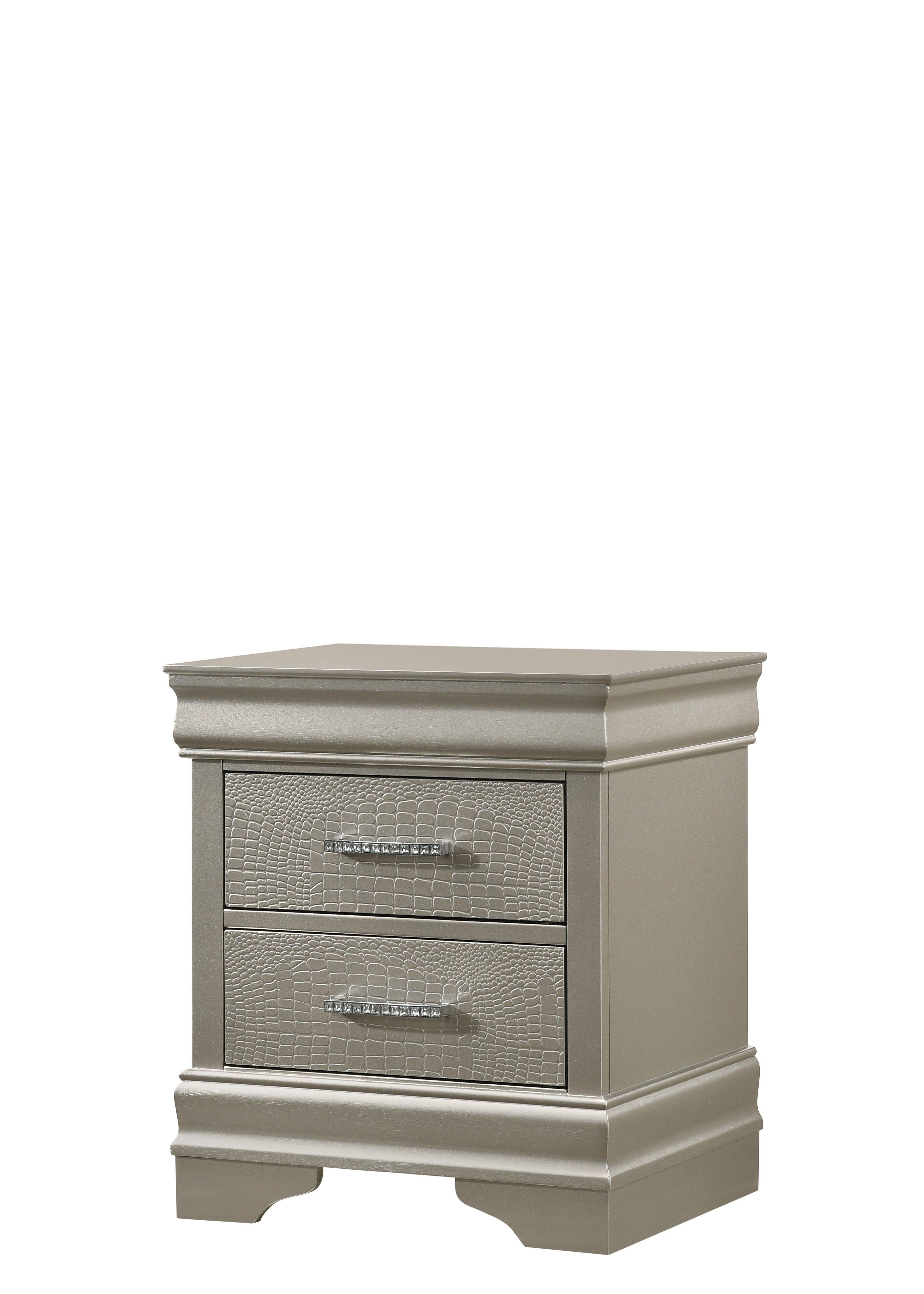 Amalia Silver Upholstered Panel Bedroom Set - SET | B6910-Q-HBFB | B6910-KQ-RAIL | B6910-2 | B6910-4 - Bien Home Furniture & Electronics