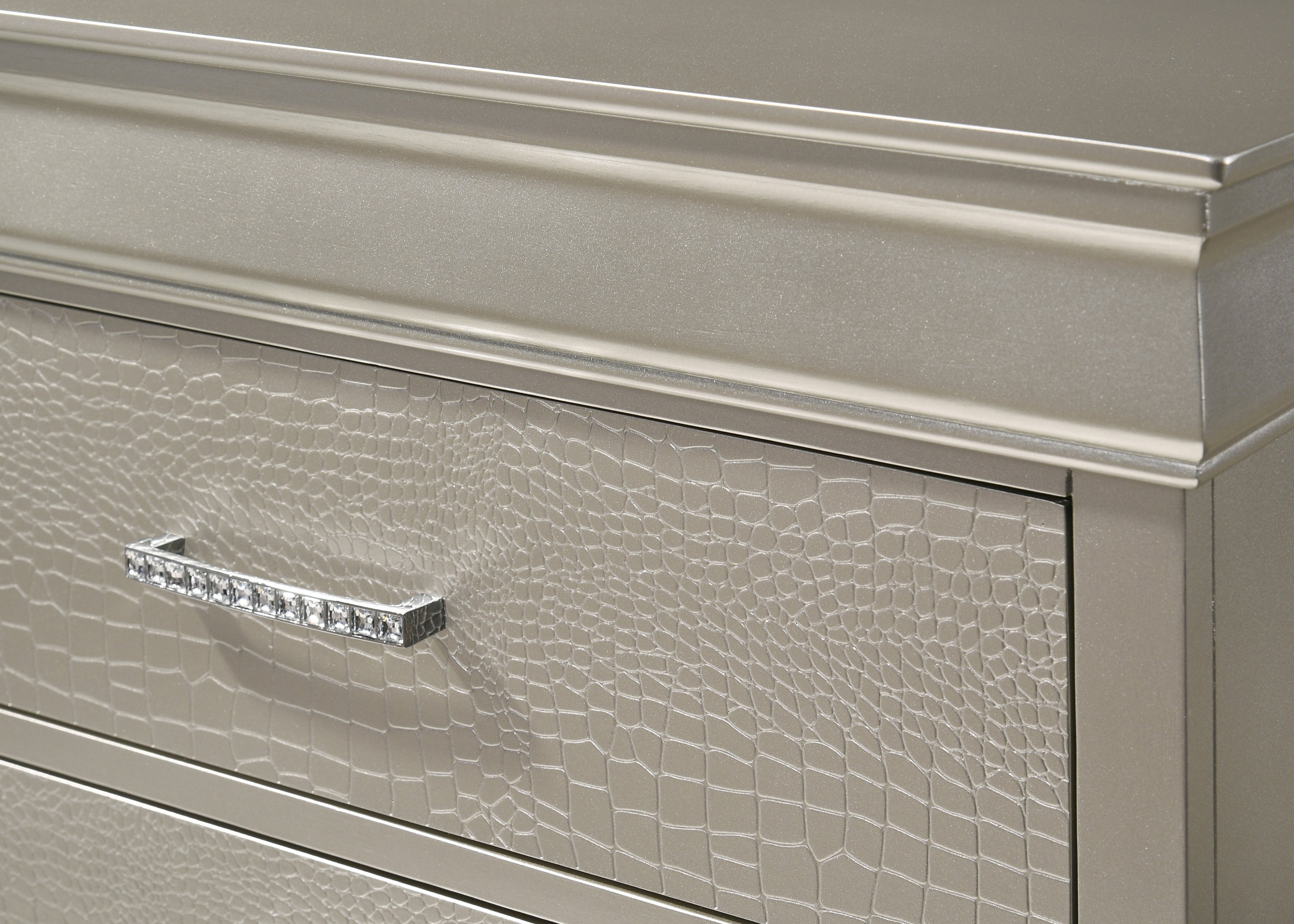 Amalia Silver Upholstered Panel Bedroom Set - SET | B6910-Q-HBFB | B6910-KQ-RAIL | B6910-2 | B6910-4 - Bien Home Furniture & Electronics