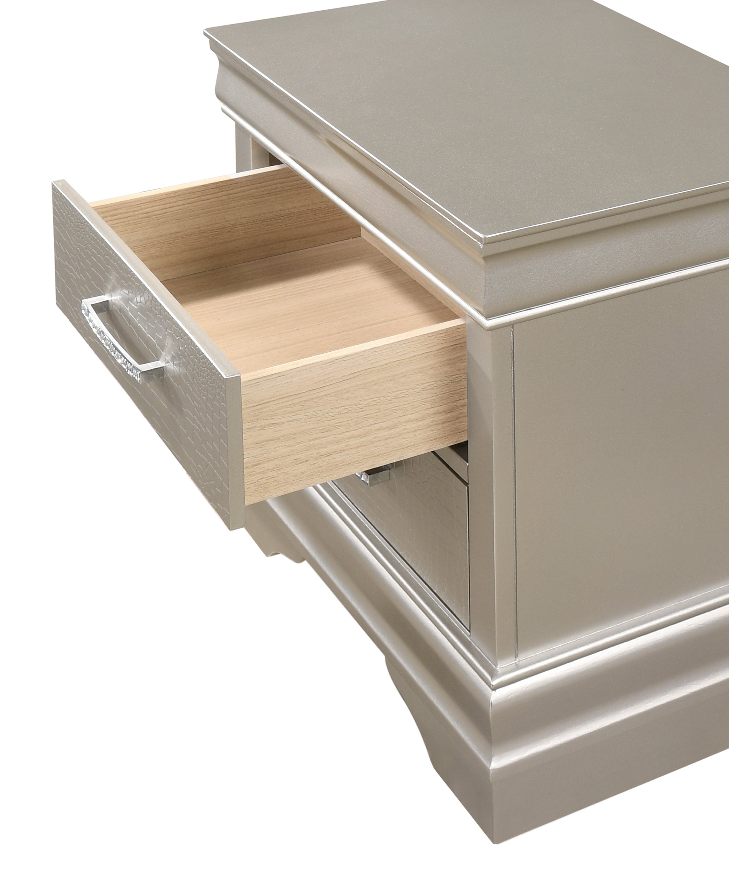Amalia Silver Upholstered Panel Bedroom Set - SET | B6910-Q-HBFB | B6910-KQ-RAIL | B6910-2 | B6910-4 - Bien Home Furniture & Electronics