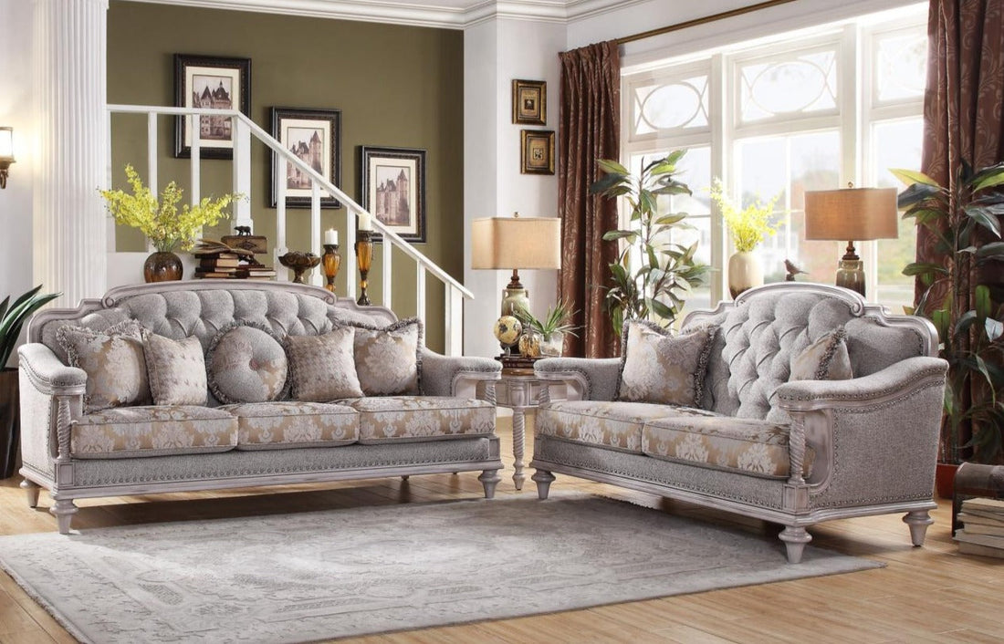 Amancio Antique White Living Room Set - SET | 16139-2 | 16139-3 - Bien Home Furniture &amp; Electronics