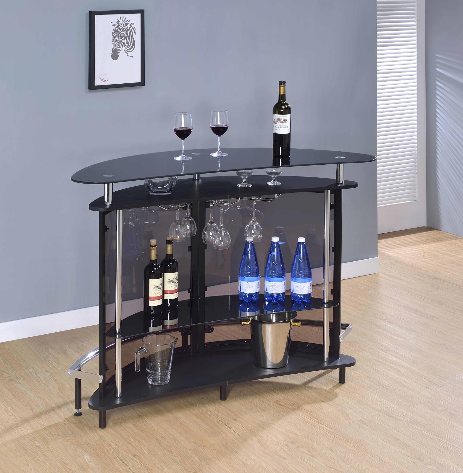 Amarillo Black/Chrome 2-Tier Bar Unit - 101065 - Bien Home Furniture & Electronics