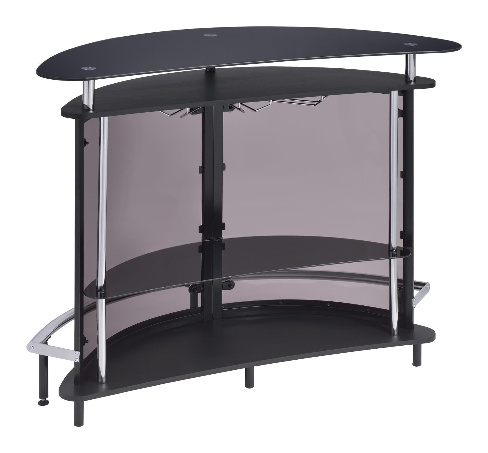 Amarillo Black/Chrome 2-Tier Bar Unit - 101065 - Bien Home Furniture & Electronics