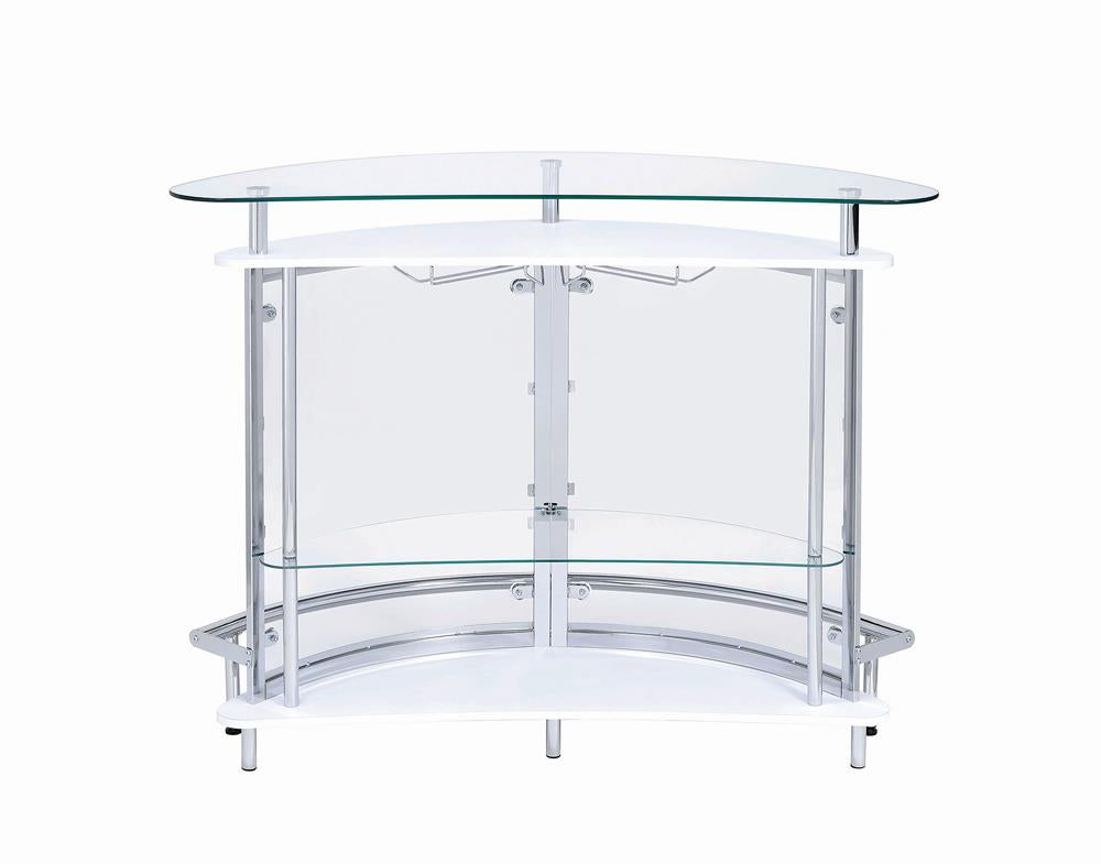 Amarillo White/Chrome 2-Tier Bar Unit - 101066 - Bien Home Furniture & Electronics