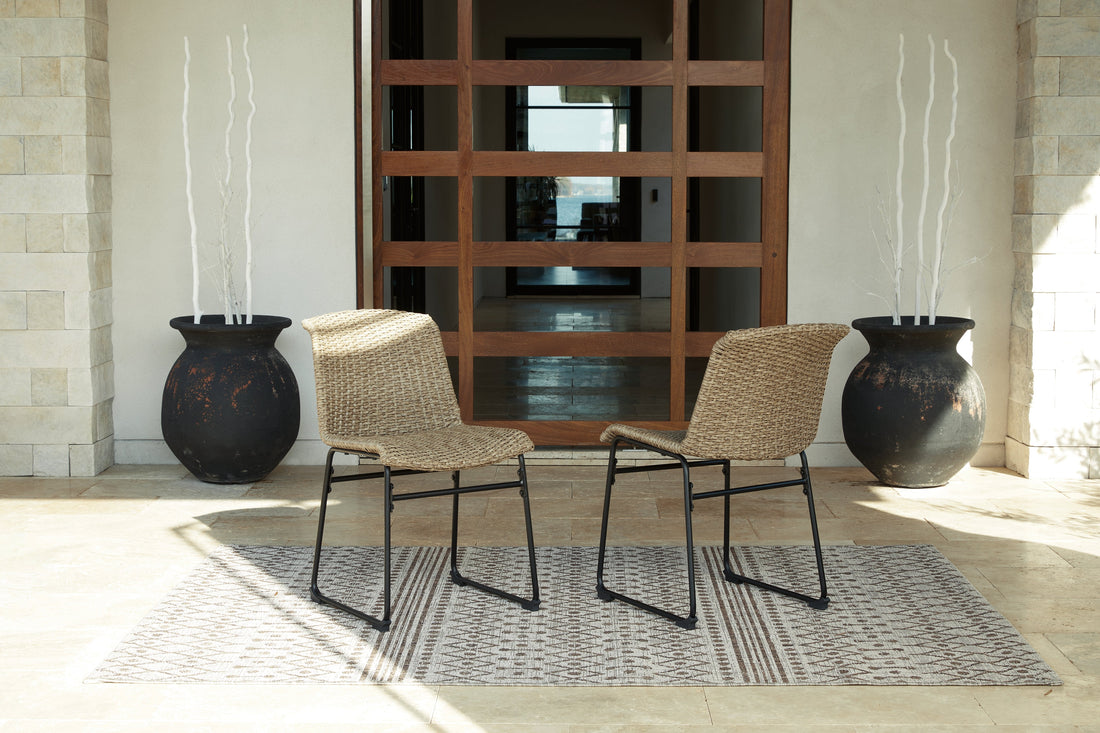 Amaris Brown/Black Outdoor Dining Chair, Set of 2 - P369-601 - Bien Home Furniture & Electronics