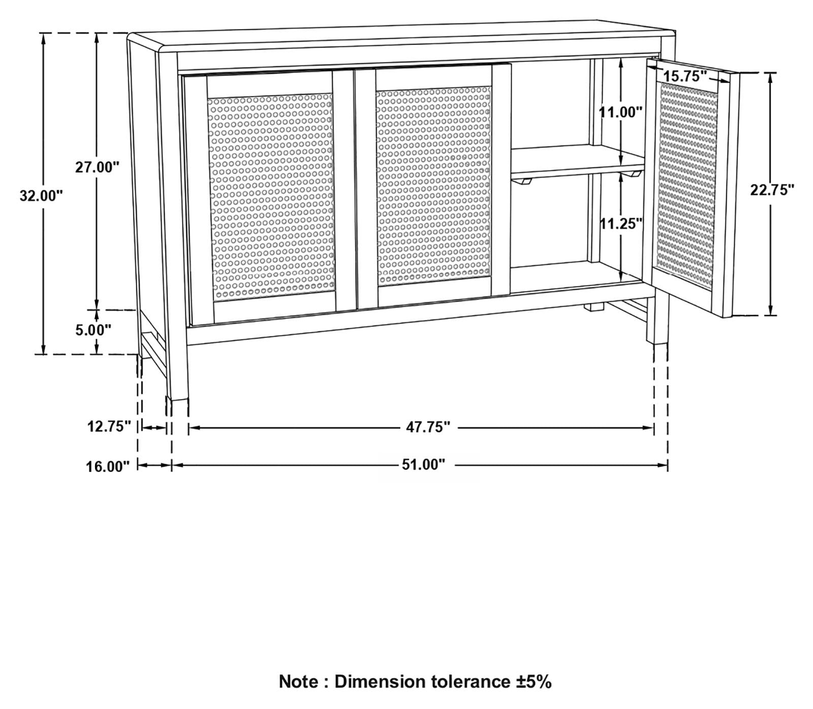 Amaryllis Natural Rectangular 3-Door Accent Cabinet - 953556 - Bien Home Furniture & Electronics