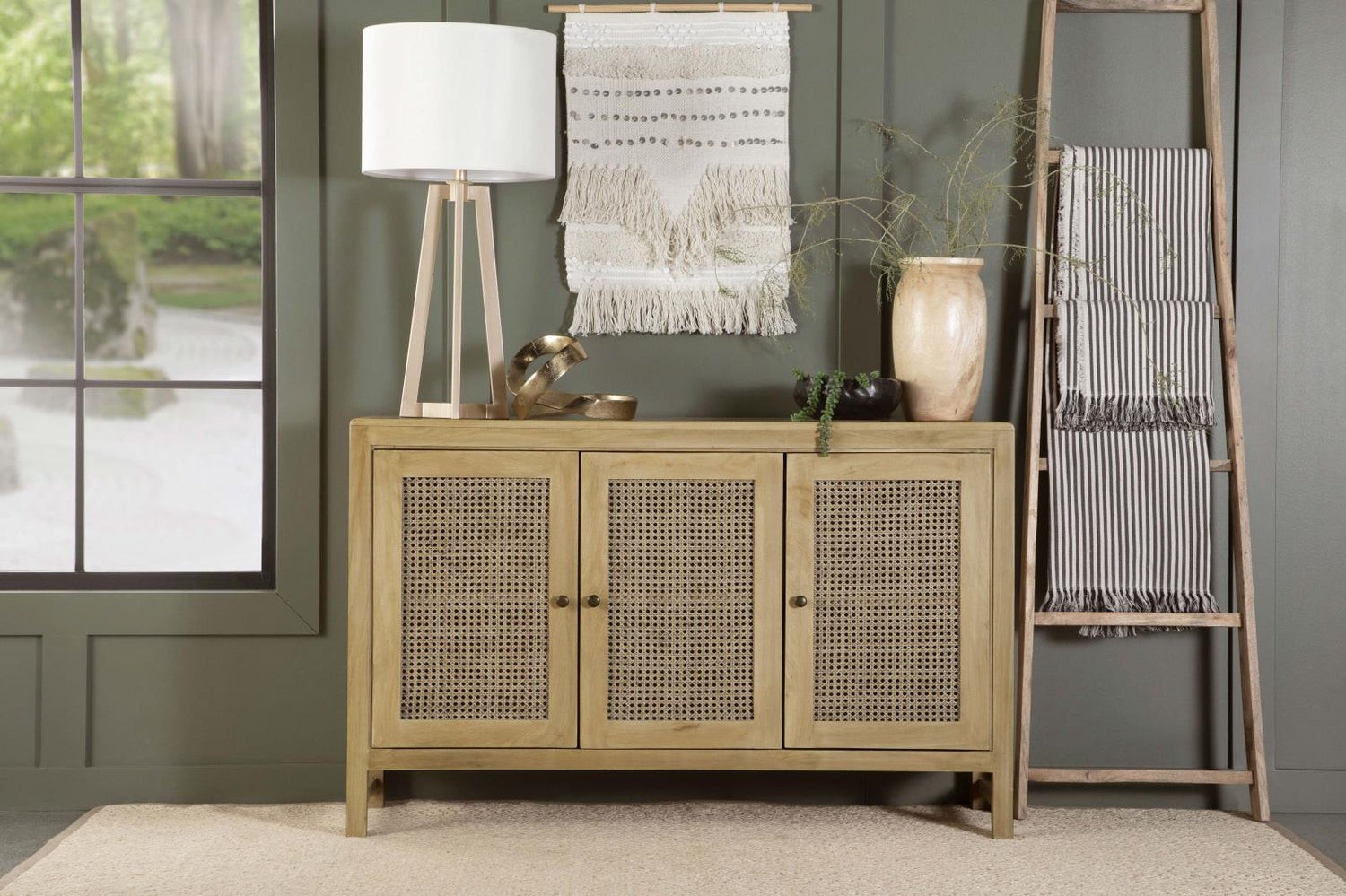 Amaryllis Natural Rectangular 3-Door Accent Cabinet - 953556 - Bien Home Furniture & Electronics
