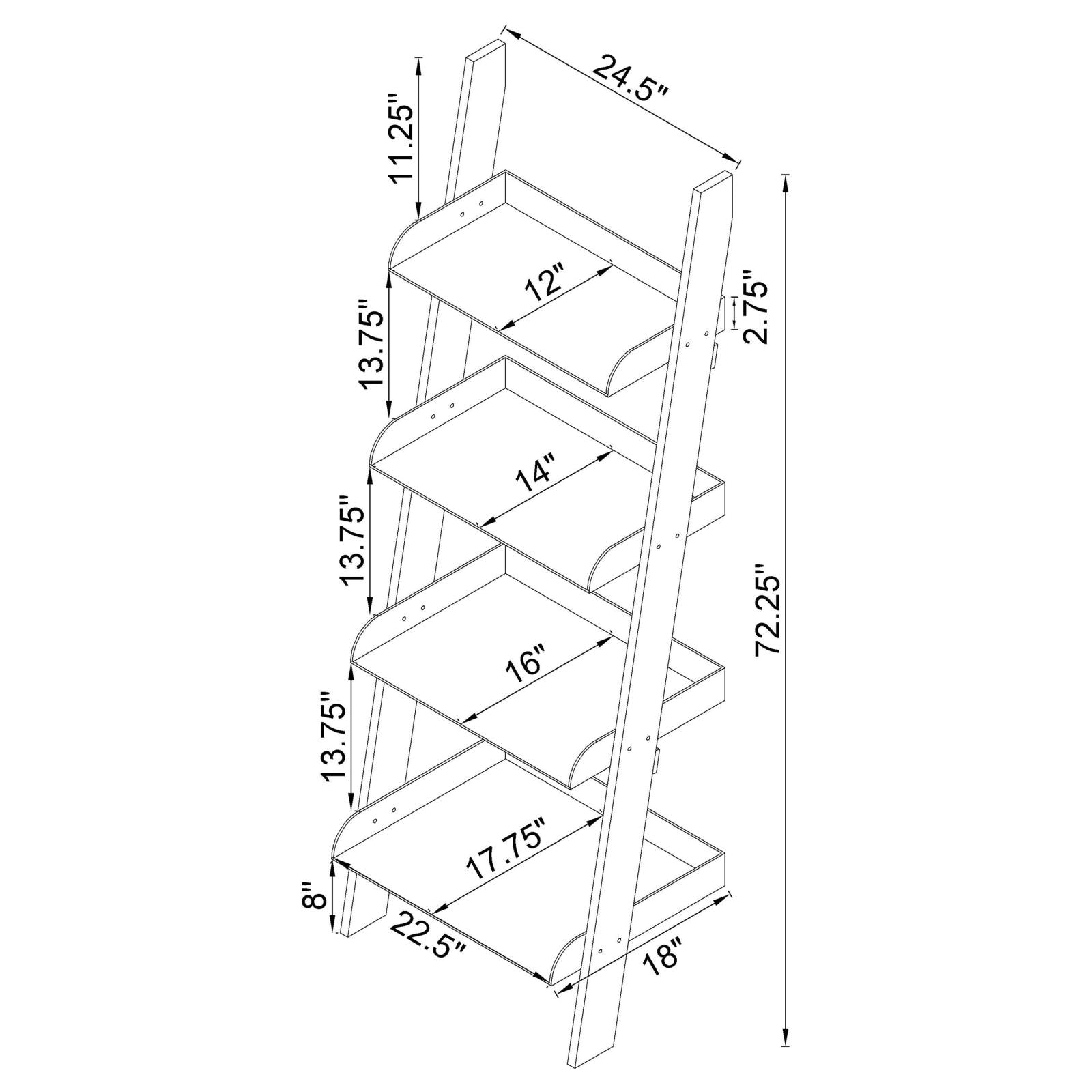 Amaturo Clear 4-Shelf Ladder Bookcase - 801553 - Bien Home Furniture & Electronics