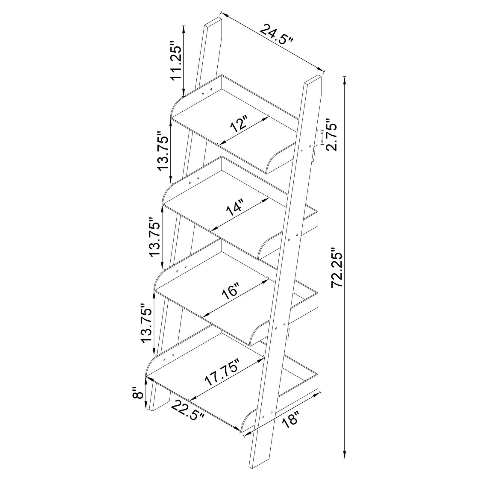 Amaturo Clear 4-Shelf Ladder Bookcase - 801553 - Bien Home Furniture &amp; Electronics