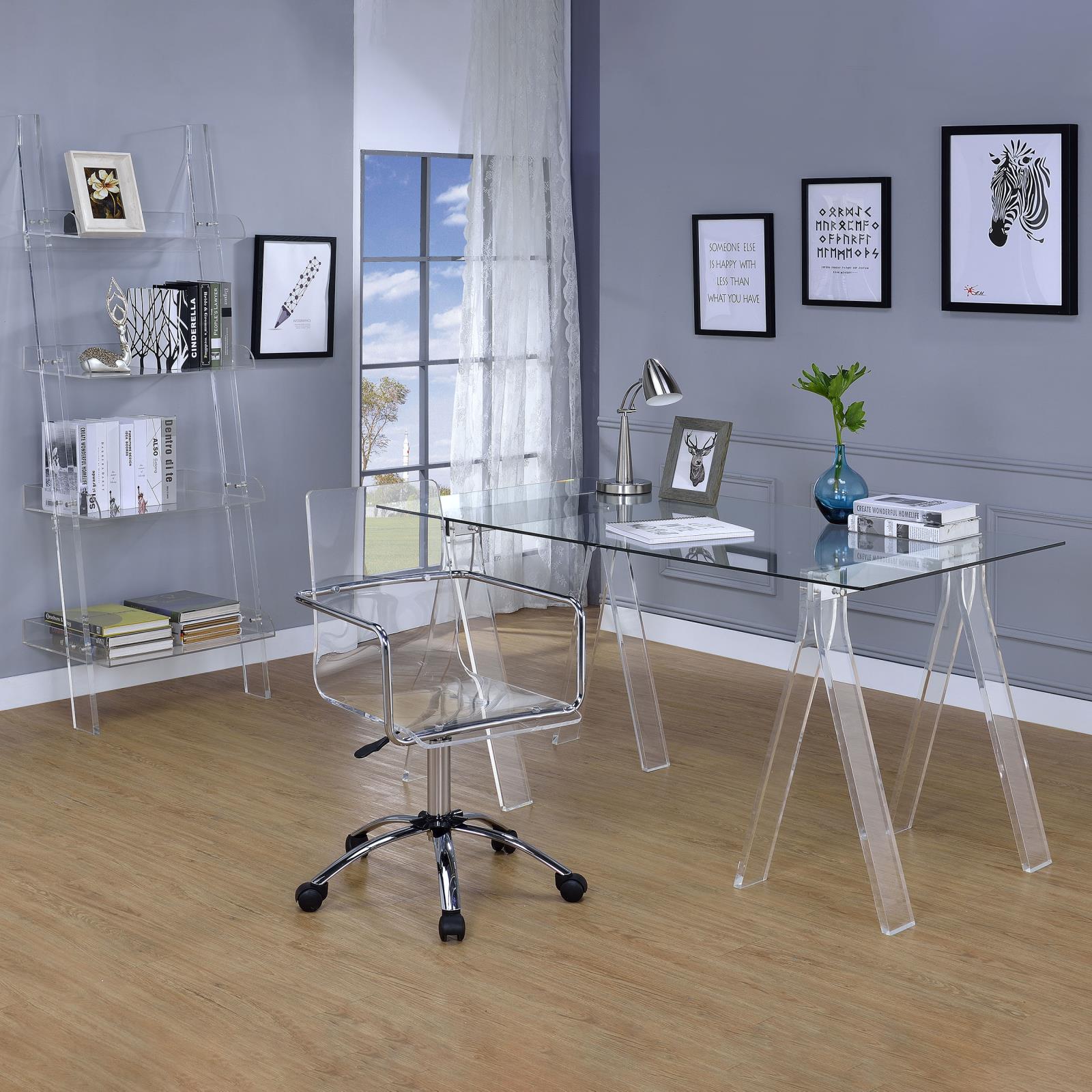 Amaturo Clear 4-Shelf Ladder Bookcase - 801553 - Bien Home Furniture & Electronics