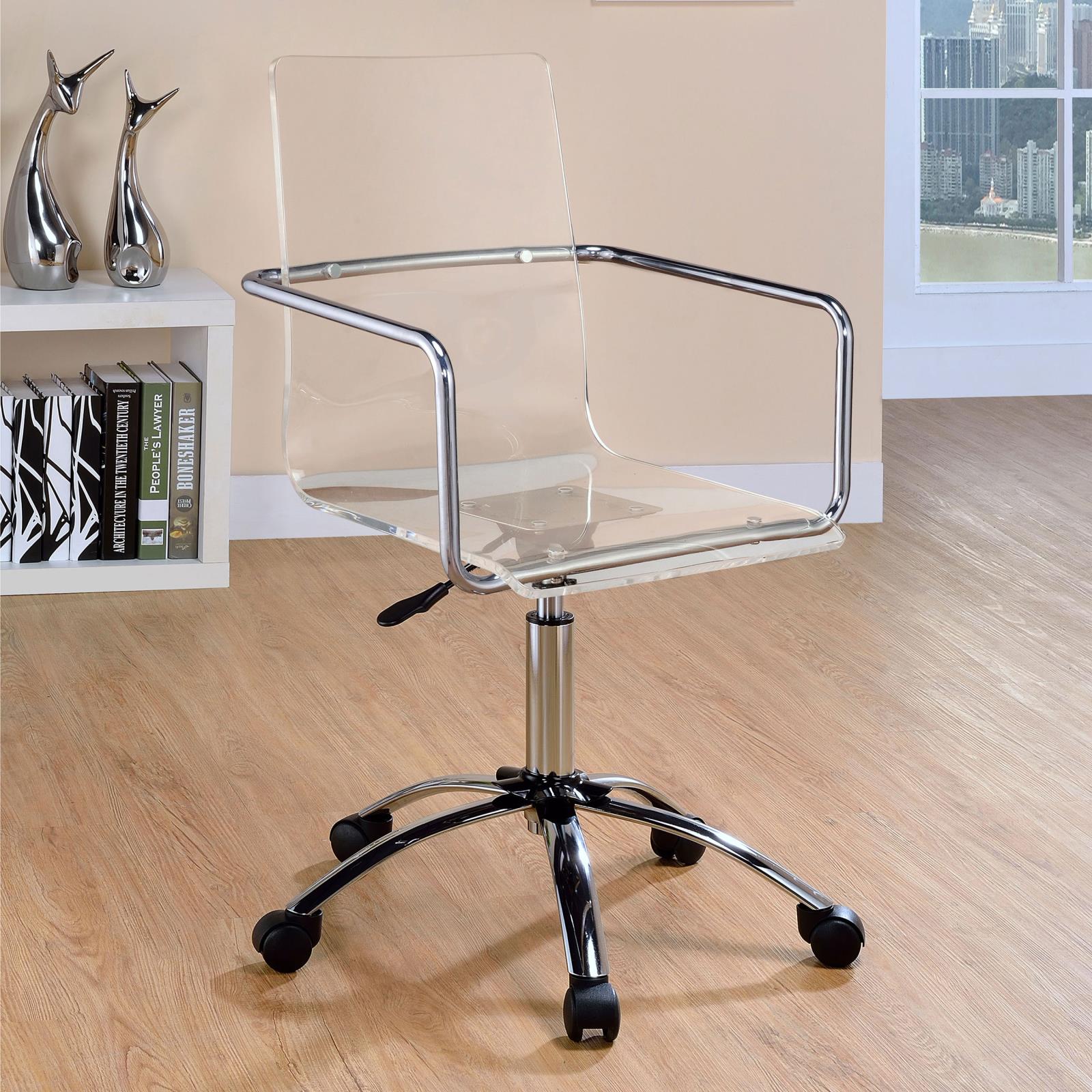 Amaturo Clear/Chrome Office Chair with Casters - 801436 - Bien Home Furniture &amp; Electronics