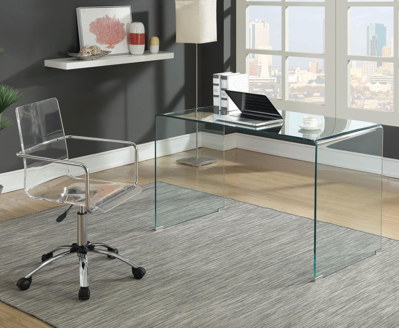 Amaturo Clear/Chrome Office Chair with Casters - 801436 - Bien Home Furniture &amp; Electronics