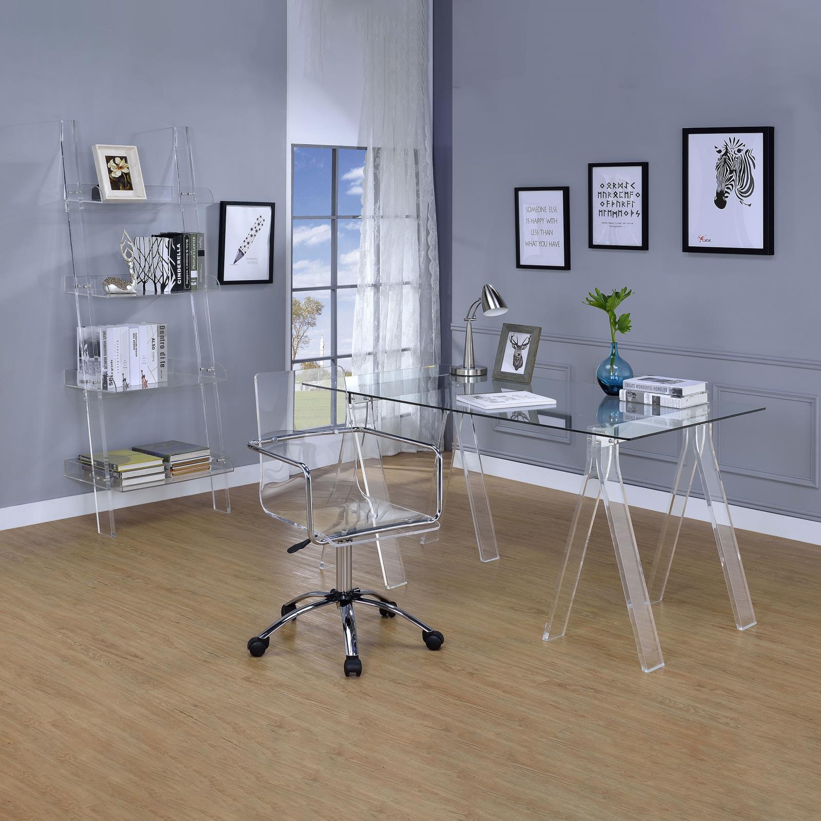 Amaturo Clear/Chrome Office Chair with Casters - 801436 - Bien Home Furniture &amp; Electronics