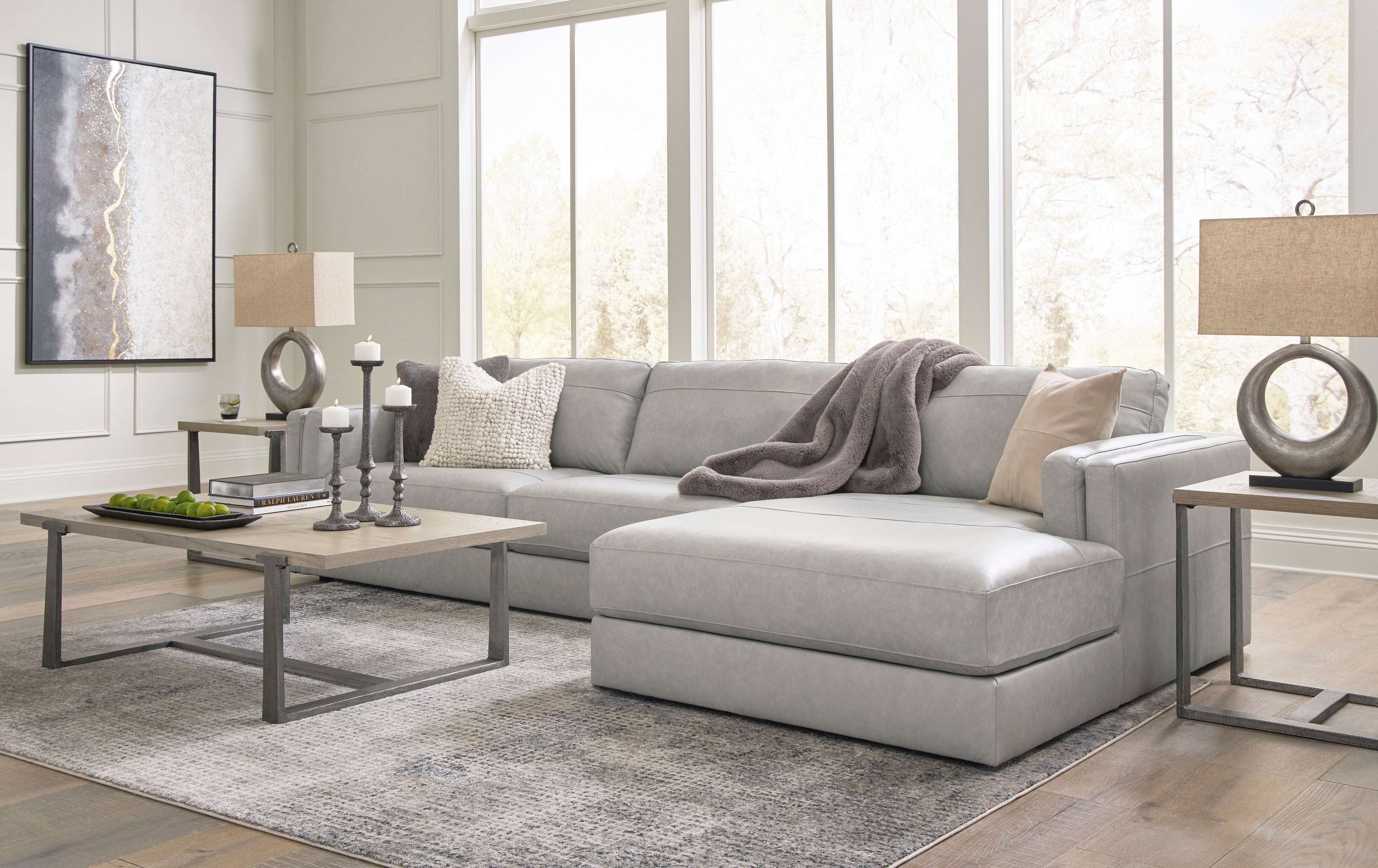 Amiata Glacier Leather 2-Piece RAF Sectional - SET | 5740417 | 5740466 - Bien Home Furniture & Electronics