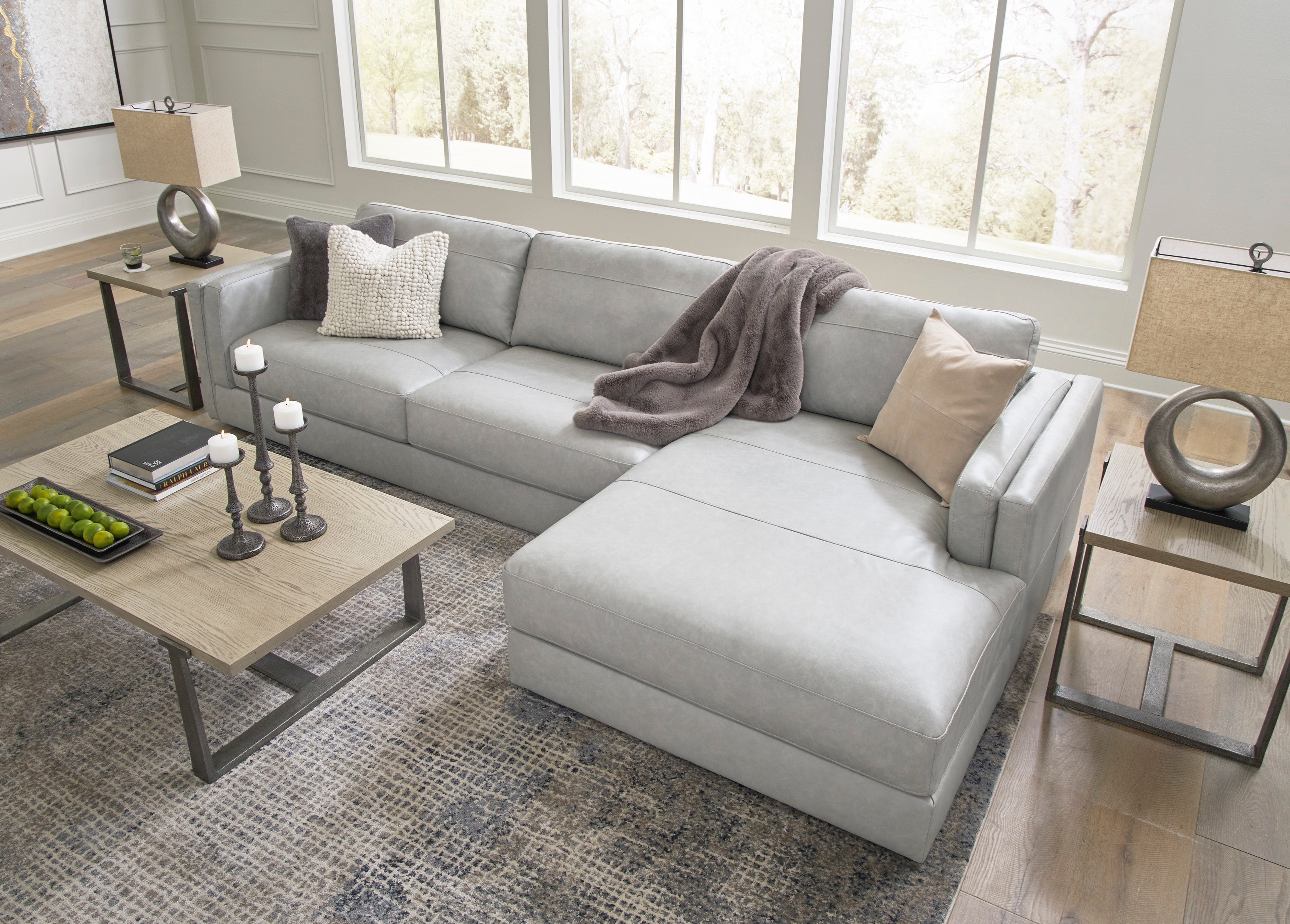 Amiata Glacier Leather 2-Piece RAF Sectional - SET | 5740417 | 5740466 - Bien Home Furniture & Electronics