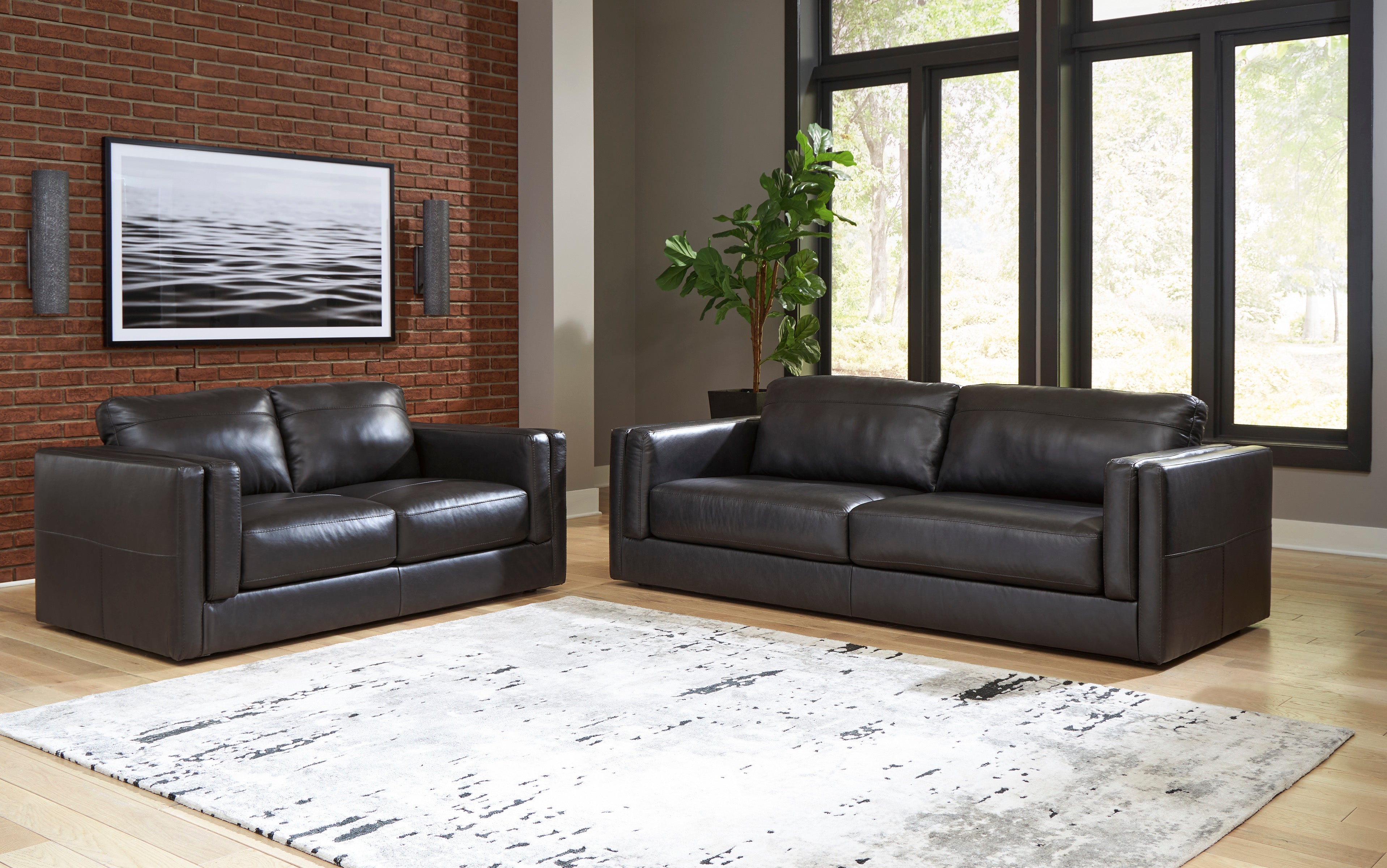 Amiata Onyx Leather Living Room Set - SET | 5740538 | 5740535 - Bien Home Furniture & Electronics