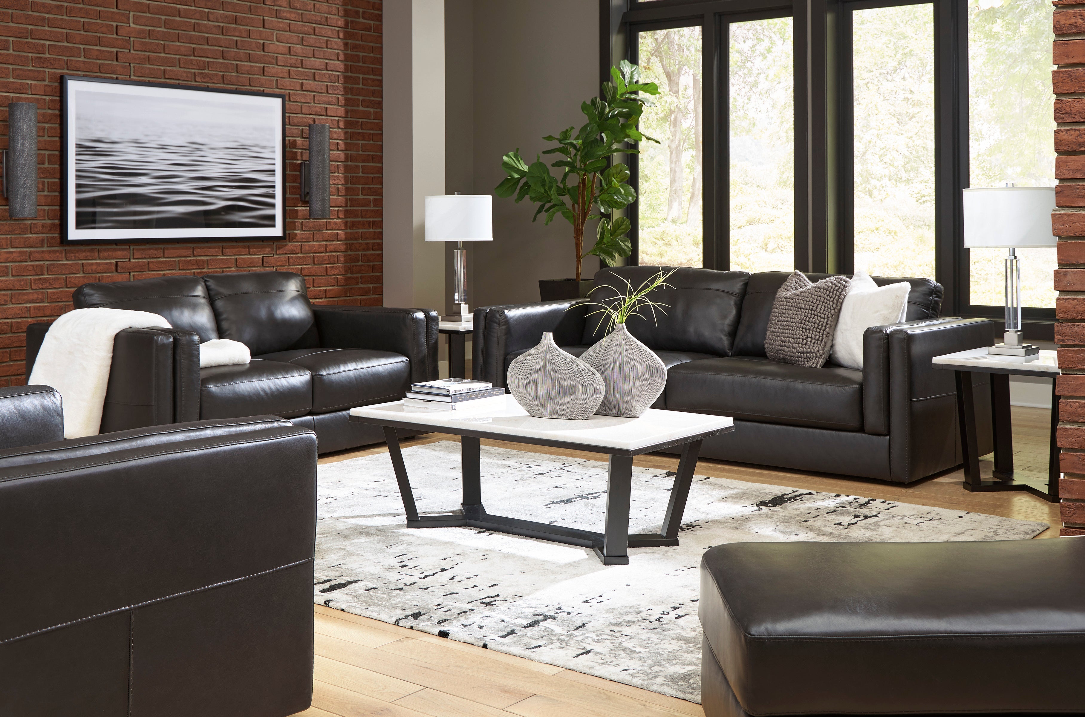 Amiata Onyx Leather Living Room Set - SET | 5740538 | 5740535 - Bien Home Furniture & Electronics