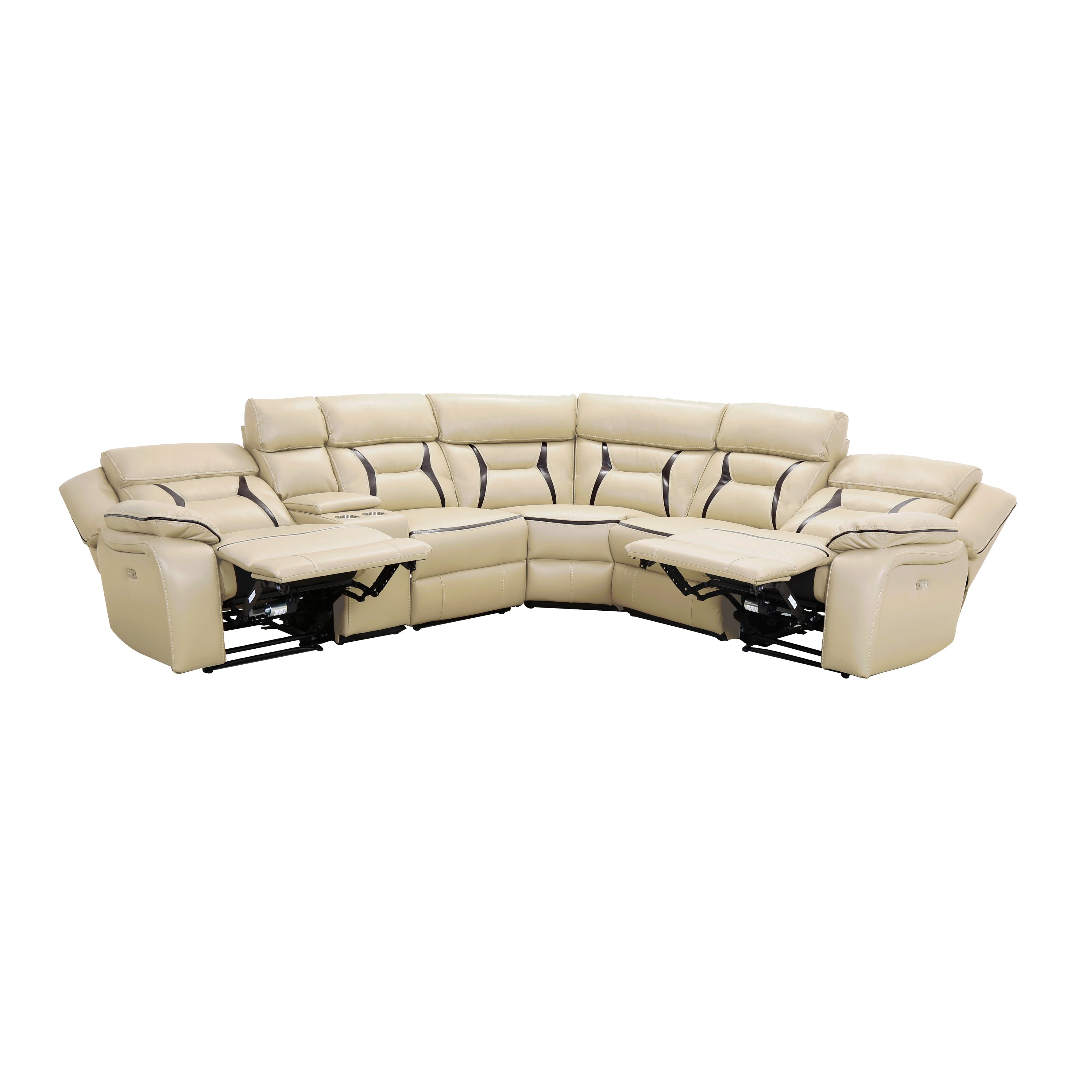Amite Beige Power Reclining Sectional - SET | 8229-LRPW | 8229-RRPW | 8229-AC | 8229-ARPW | 8229-CN | 8229-CR - Bien Home Furniture & Electronics