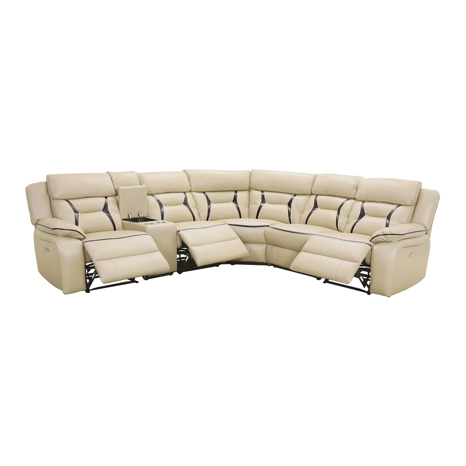 Amite Beige Power Reclining Sectional - SET | 8229-LRPW | 8229-RRPW | 8229-AC | 8229-ARPW | 8229-CN | 8229-CR - Bien Home Furniture & Electronics