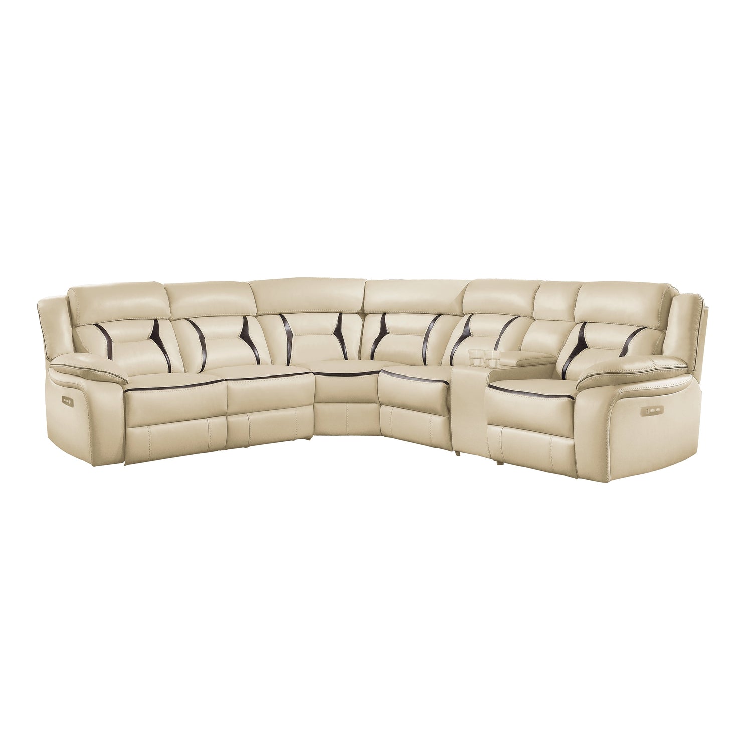 Amite Beige Power Reclining Sectional - SET | 8229-LRPW | 8229-RRPW | 8229-AC | 8229-ARPW | 8229-CN | 8229-CR - Bien Home Furniture & Electronics