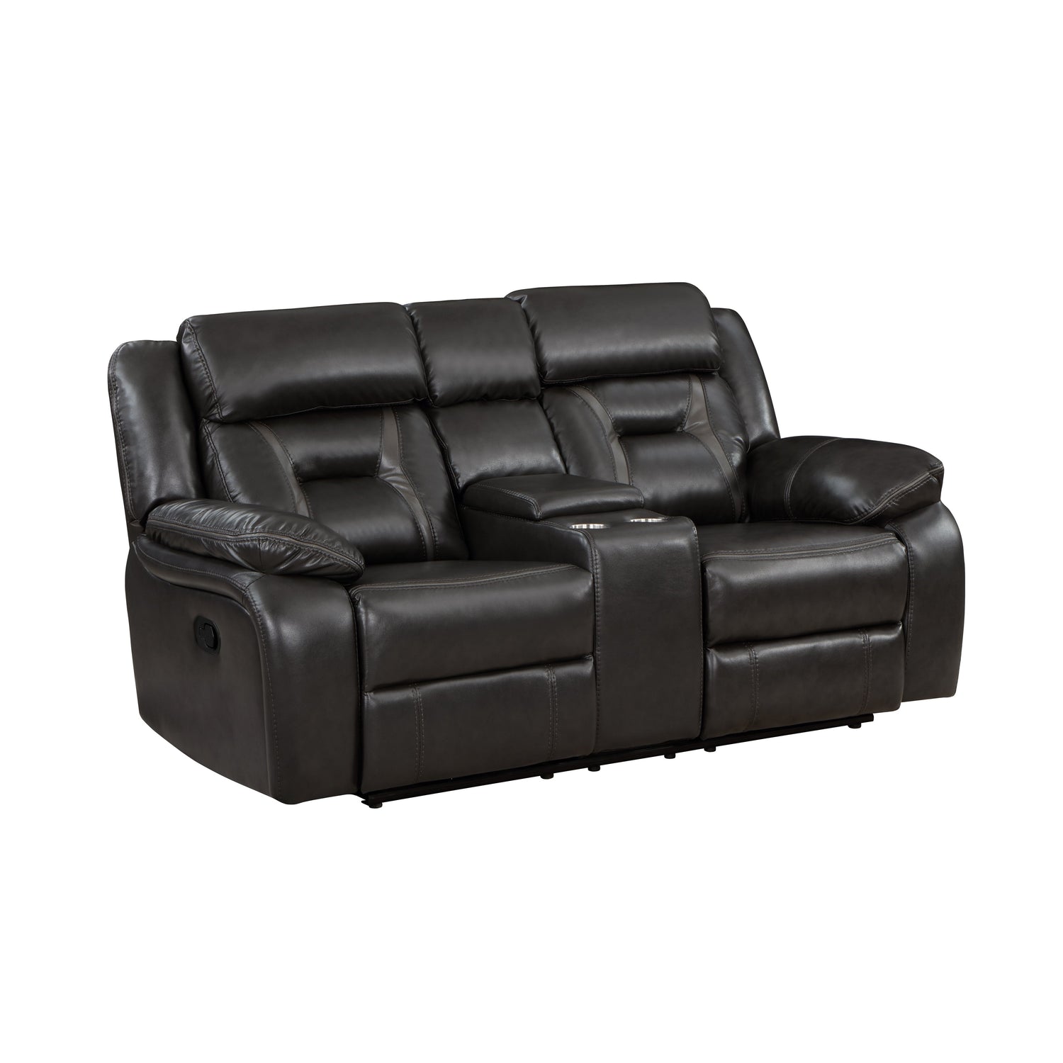 Amite Dark Gray Double Reclining Loveseat with Center Console - 8229NDG-2 - Bien Home Furniture & Electronics