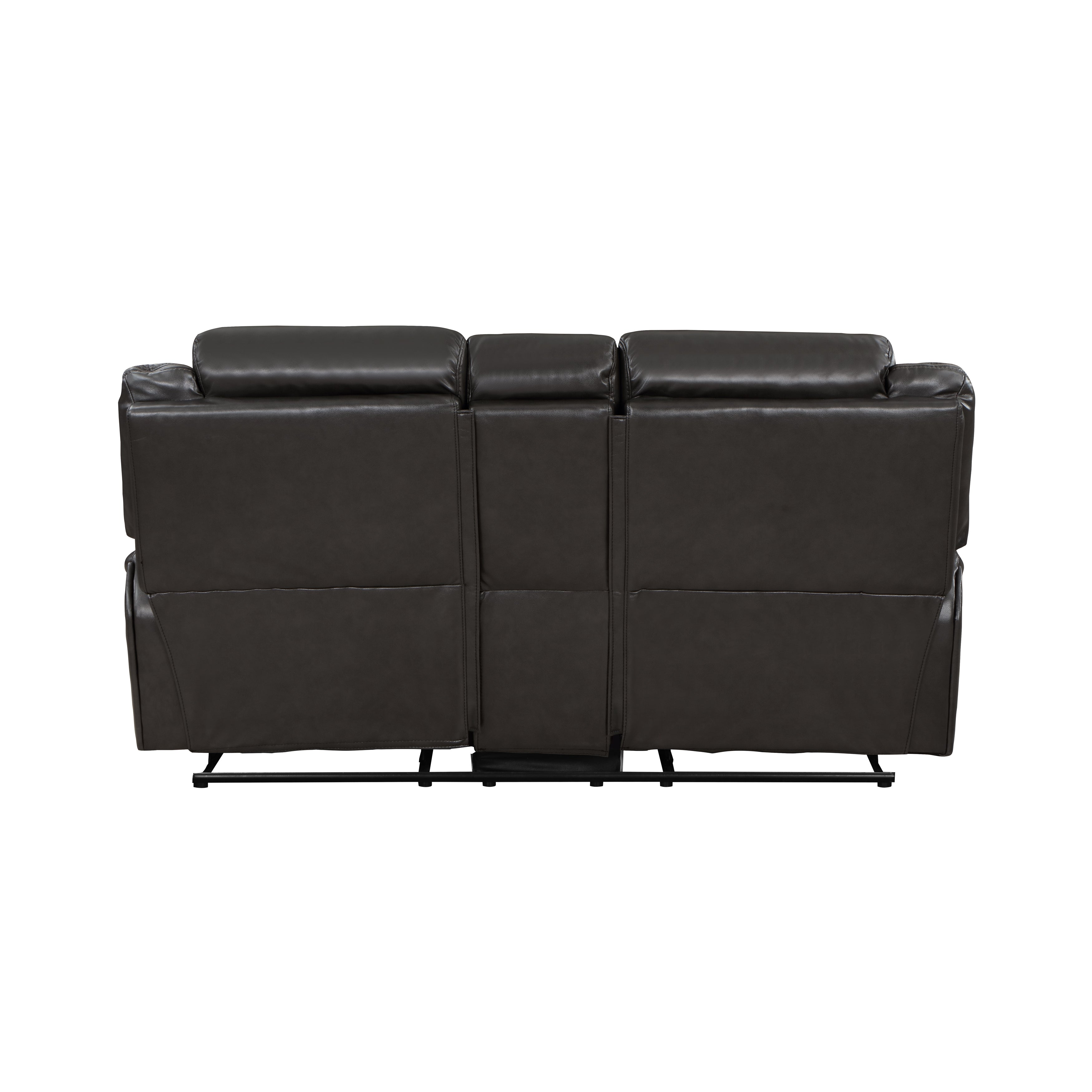 Amite Dark Gray Double Reclining Loveseat with Center Console - 8229NDG-2 - Bien Home Furniture & Electronics