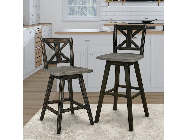 Amsonia Black Swivel Pub Counter Height Chairs, Set of 2 - 5602-29BK - Bien Home Furniture &amp; Electronics