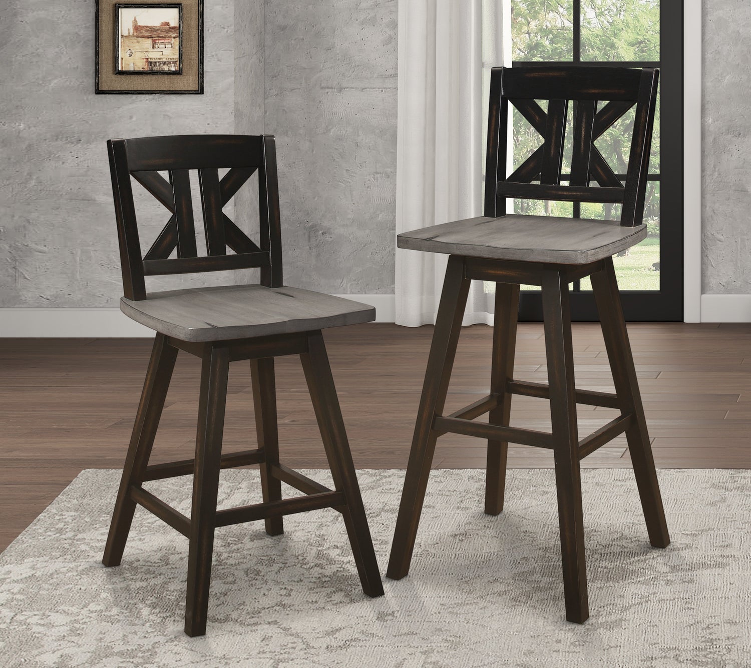 Amsonia Black Swivel Pub Counter Height Chairs, Set of 2 - 5602-29BKS1 - Bien Home Furniture & Electronics