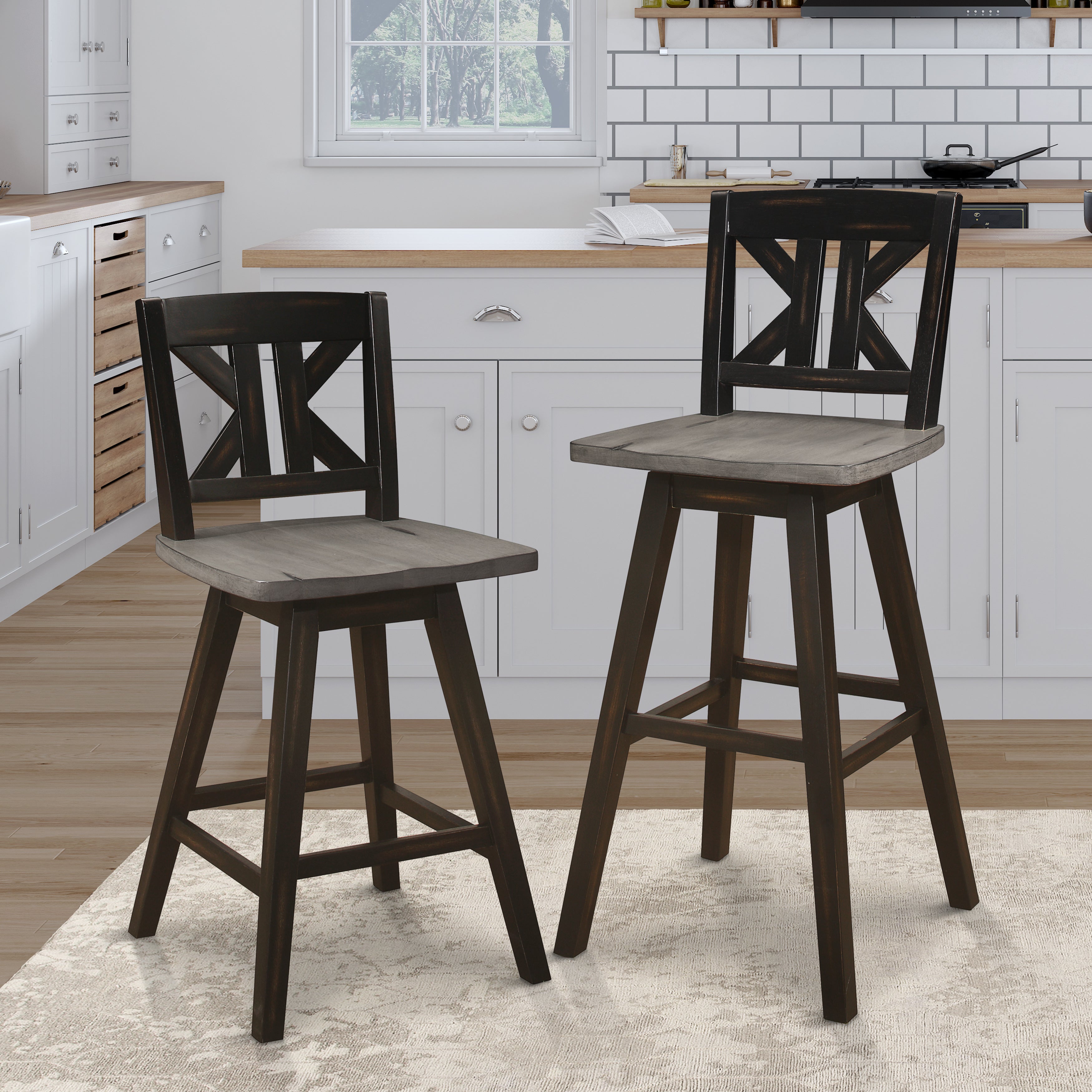 Amsonia Black Swivel Pub Counter Height Chairs, Set of 2 - 5602-29BKS1 - Bien Home Furniture &amp; Electronics