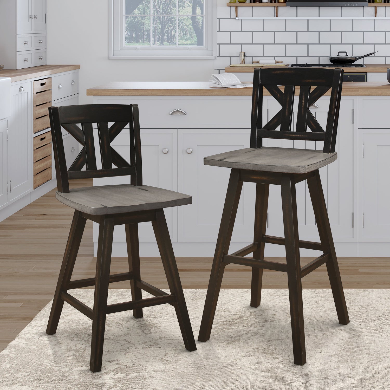 Amsonia Black Swivel Pub Counter Height Chairs, Set of 2 - 5602-29BKS1 - Bien Home Furniture & Electronics
