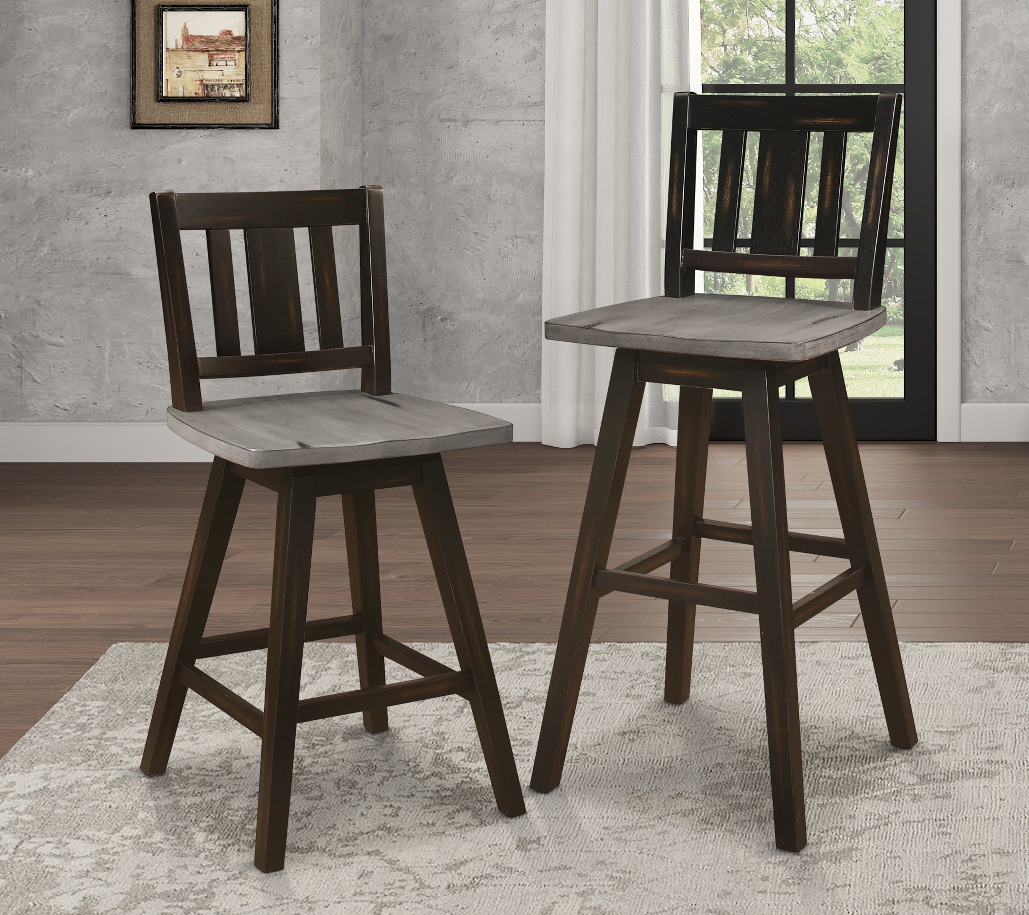 Amsonia Black Swivel Pub Counter Height Chairs, Set of 2 - 5602-29BKS2 - Bien Home Furniture &amp; Electronics