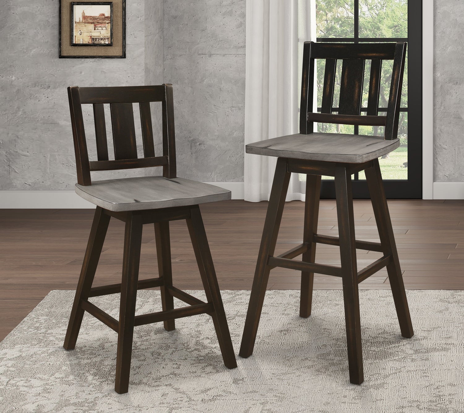 Amsonia Black Swivel Pub Counter Height Chairs, Set of 2 - 5602-29BKS2 - Bien Home Furniture & Electronics