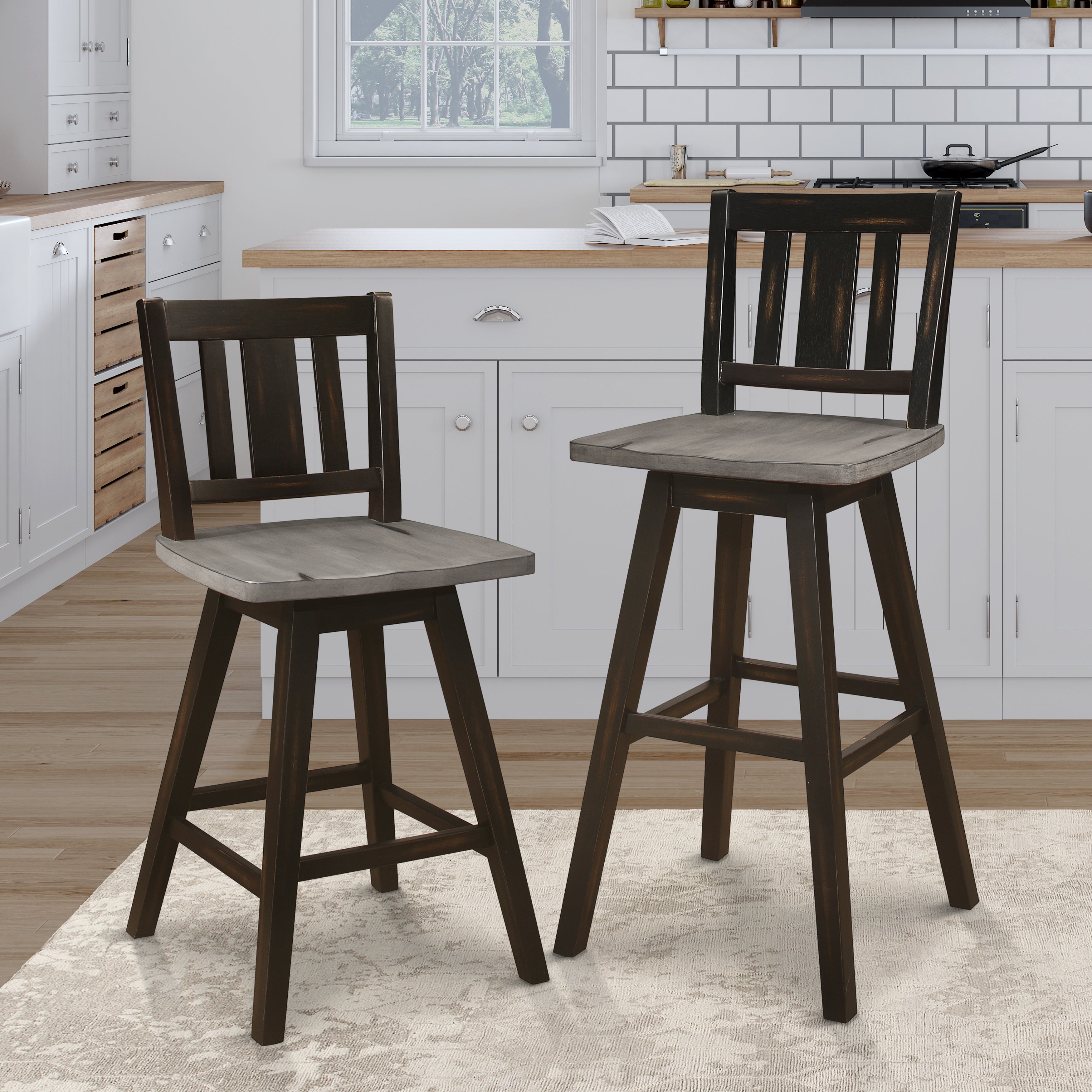 Amsonia Black Swivel Pub Counter Height Chairs, Set of 2 - 5602-29BKS2 - Bien Home Furniture &amp; Electronics