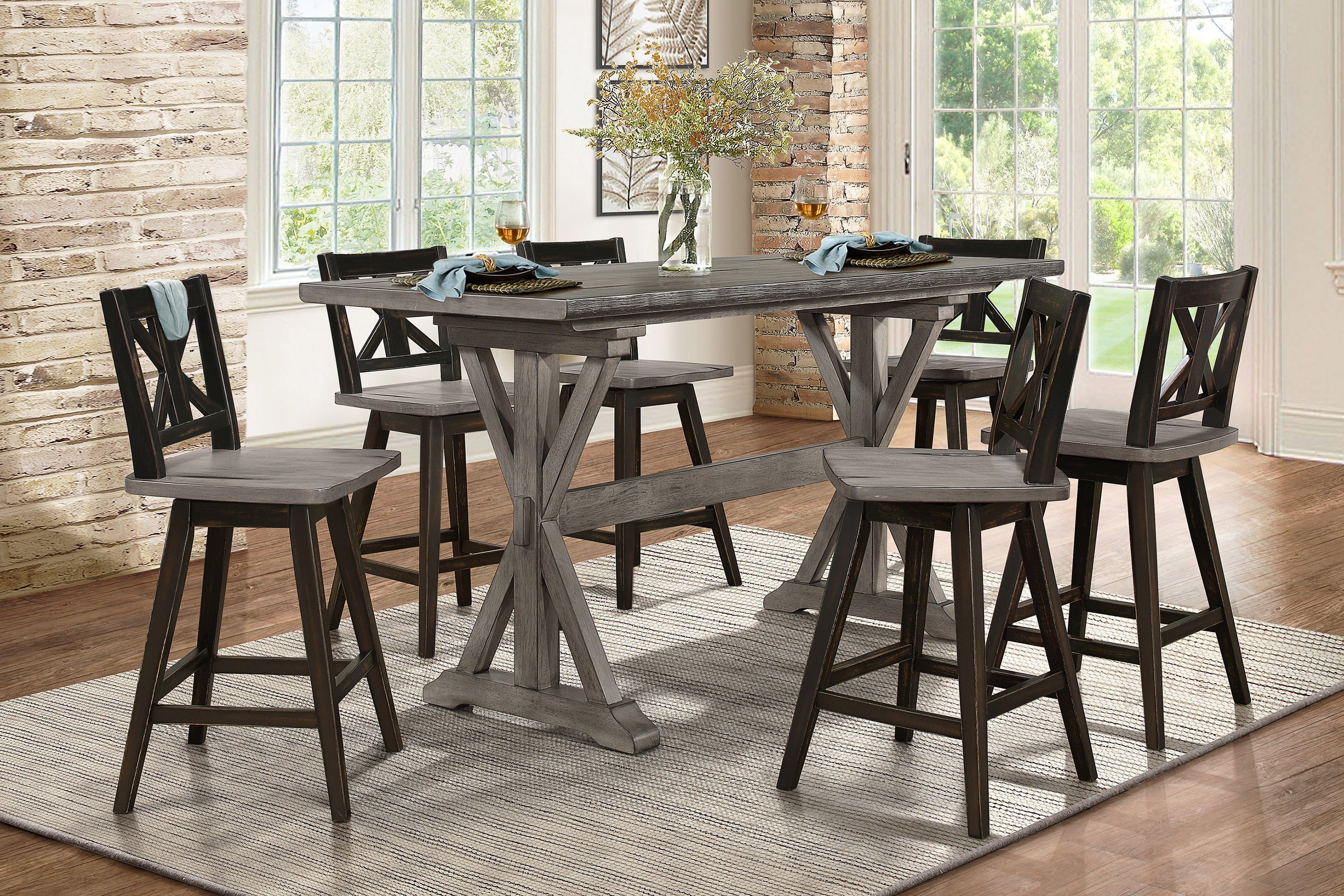 Amsonia Gray/Black Counter Height Set - SET | 5602-36 | 5602-24BK(4) - Bien Home Furniture & Electronics