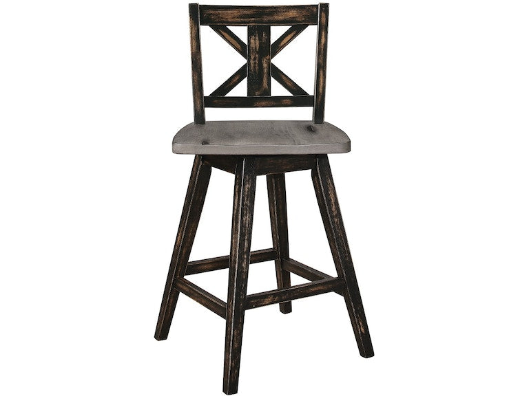 Amsonia Gray/Black Swivel Counter Chair, Set of 2 - 5602-24BK - Bien Home Furniture & Electronics