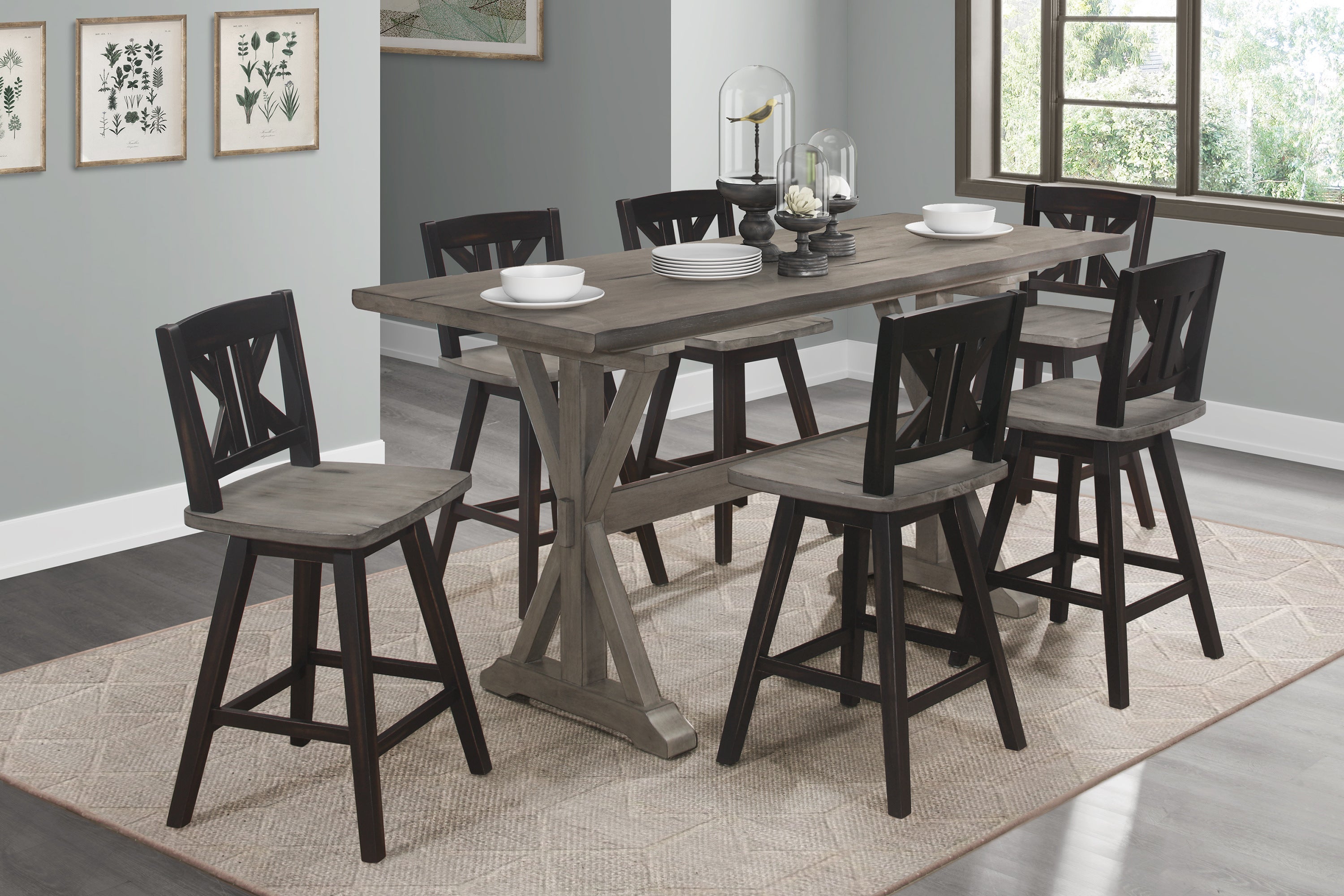 Amsonia Gray/Black Swivel Counter Height Chairs, Set of 2 - 5602-24BKS1 - Bien Home Furniture & Electronics