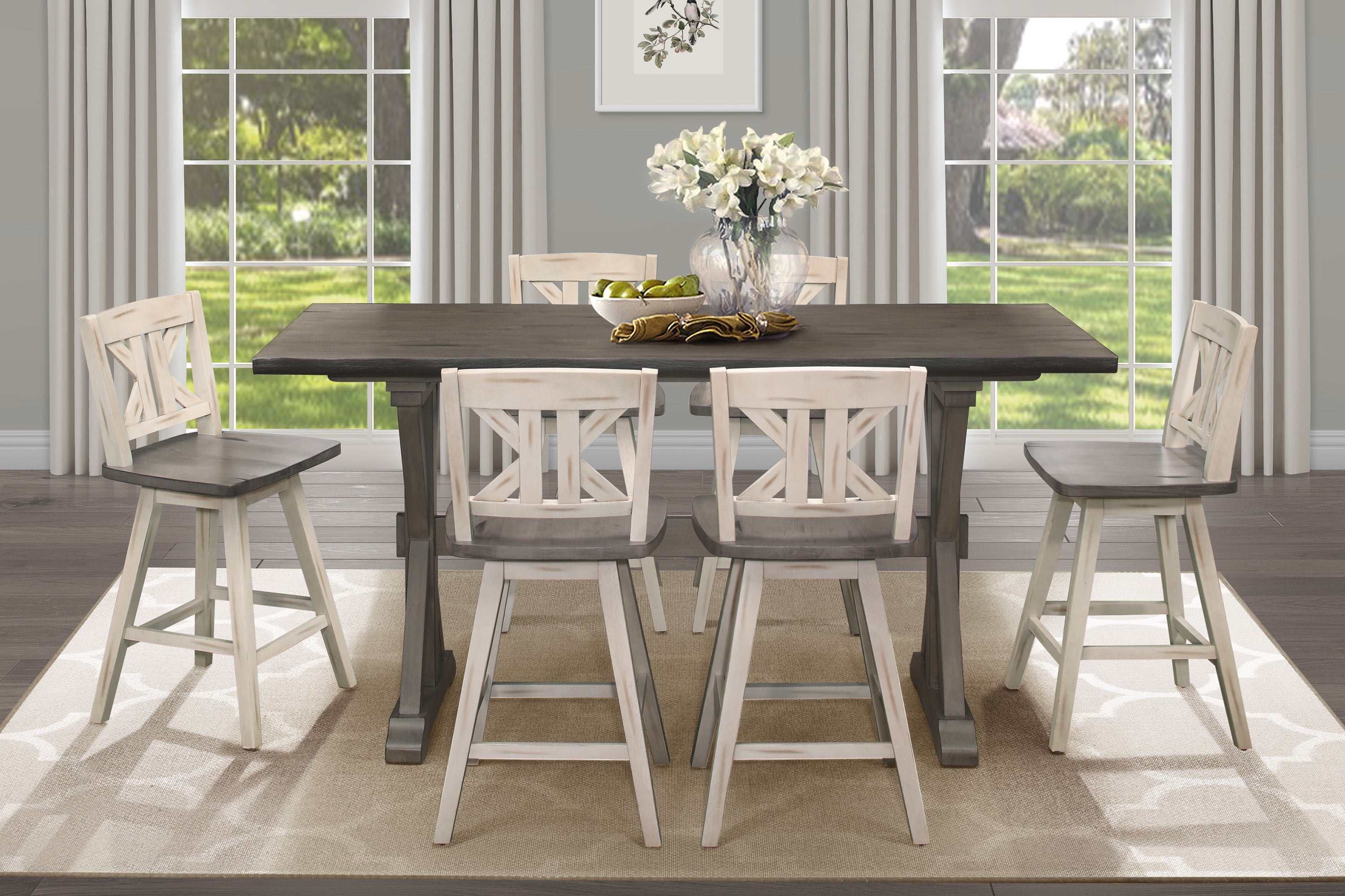 Amsonia Gray/White Swivel Counter Height Chairs, Set of 2 - 5602-24WTS1 - Bien Home Furniture & Electronics
