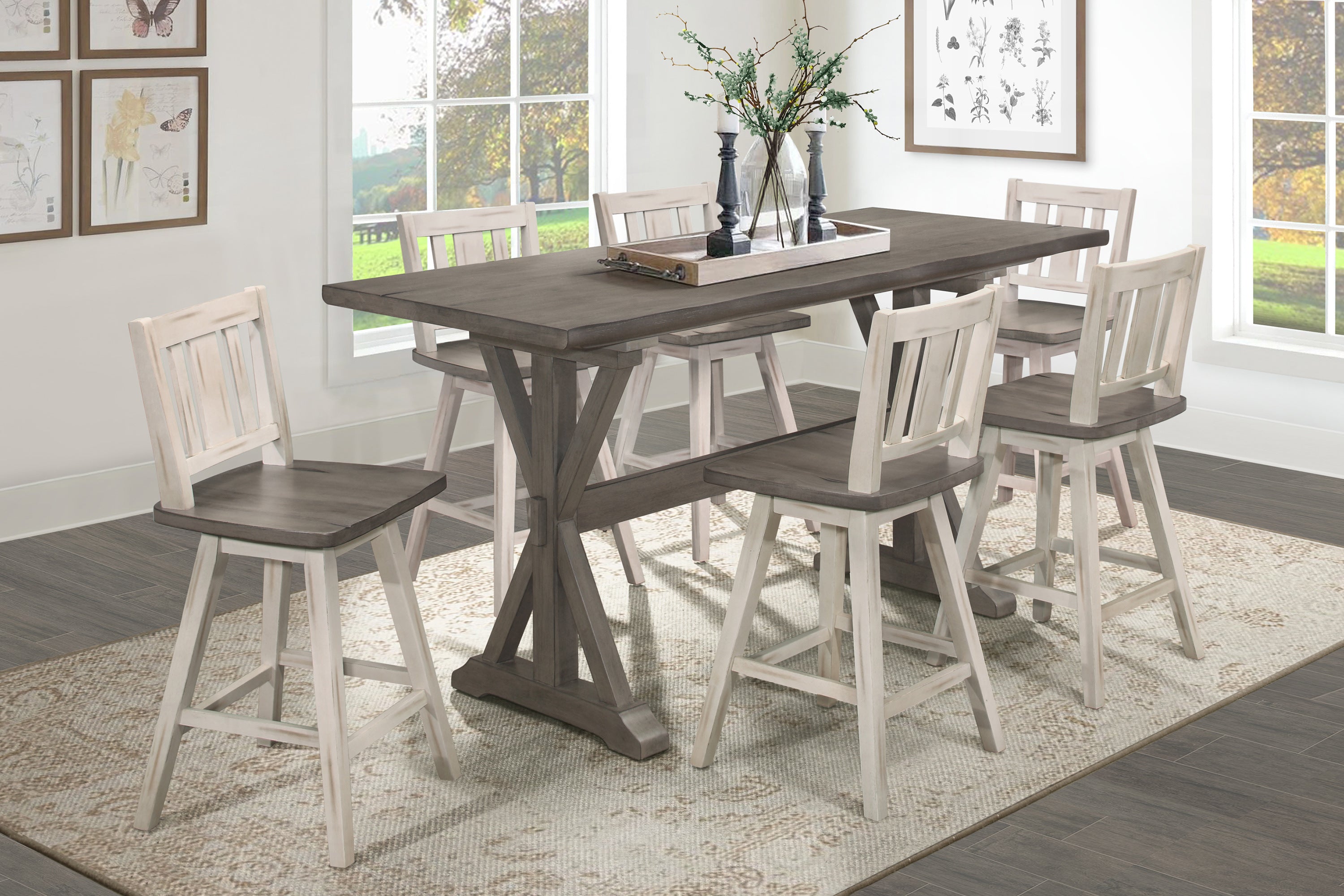 Amsonia Gray/White Swivel Counter Height Chairs, Set of 2 - 5602-24WTS2 - Bien Home Furniture & Electronics