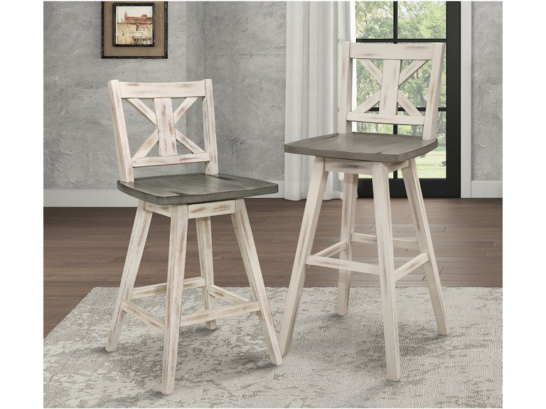 Amsonia White Swivel Pub Counter Height Chairs, Set of 2 - 5602-29WT - Bien Home Furniture &amp; Electronics