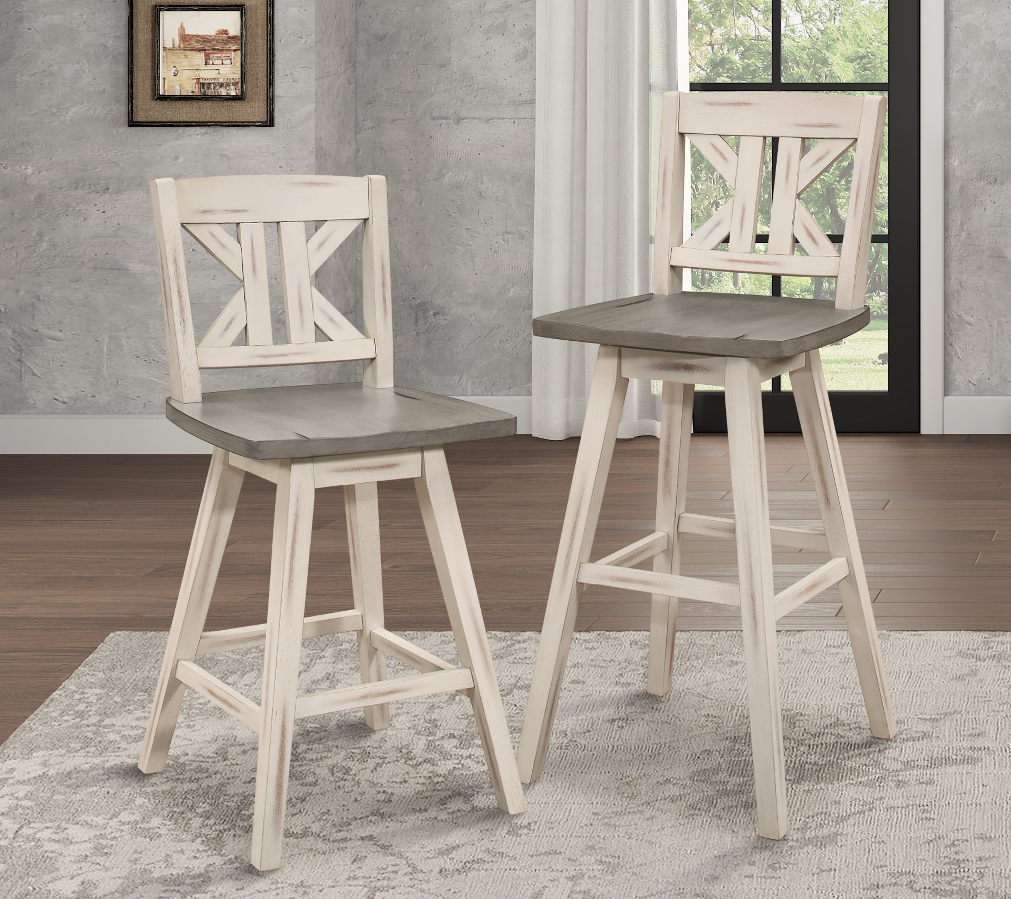 Amsonia White Swivel Pub Counter Height Chairs, Set of 2 - 5602-29WTS1 - Bien Home Furniture &amp; Electronics