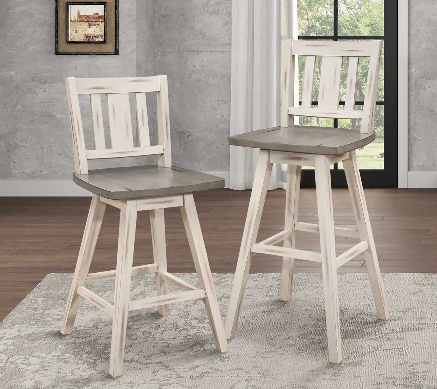 Amsonia White Swivel Pub Counter Height Chairs, Set of 2 - 5602-29WTS2 - Bien Home Furniture & Electronics