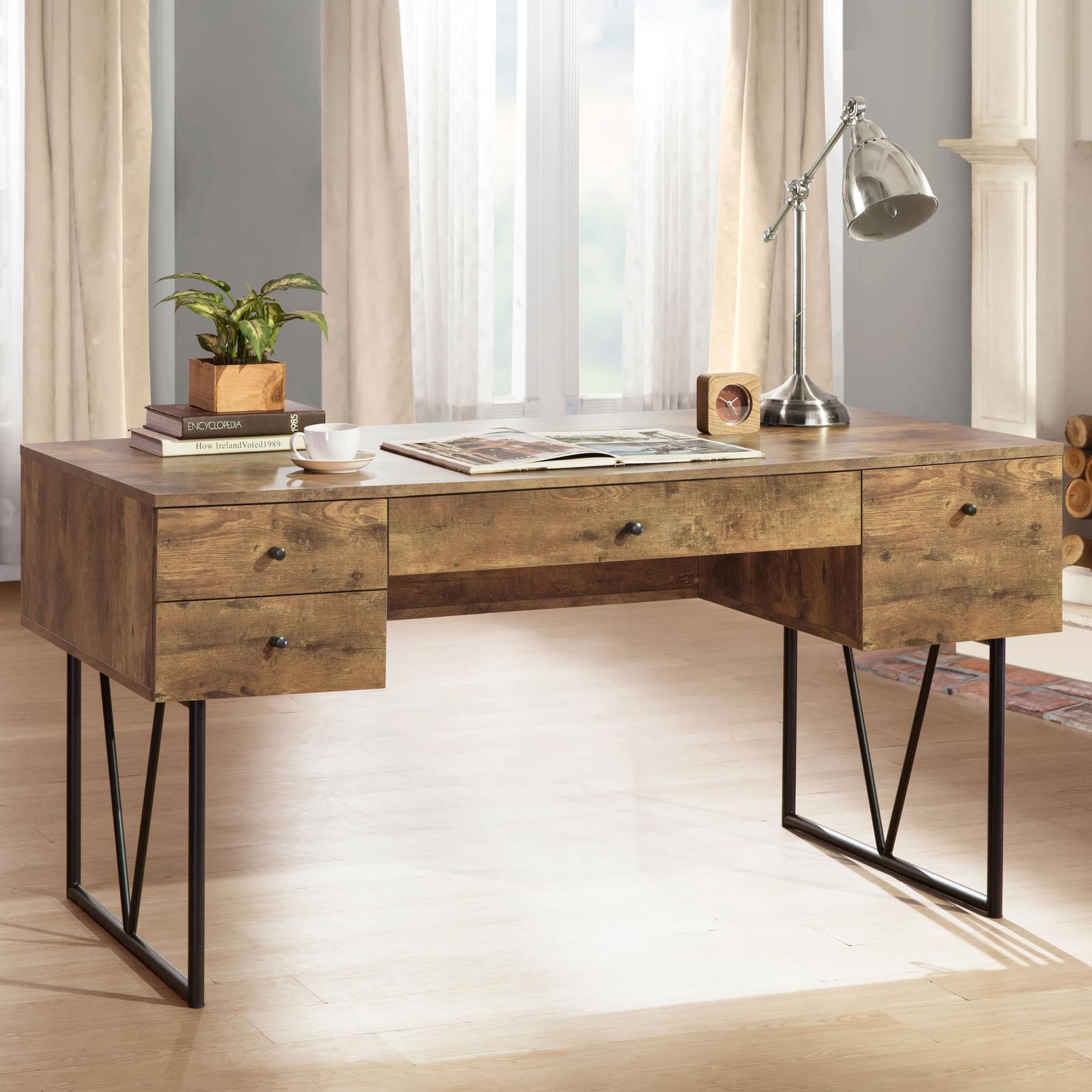 Analiese Antique Nutmeg 4-Drawer Writing Desk - 800999 - Bien Home Furniture & Electronics