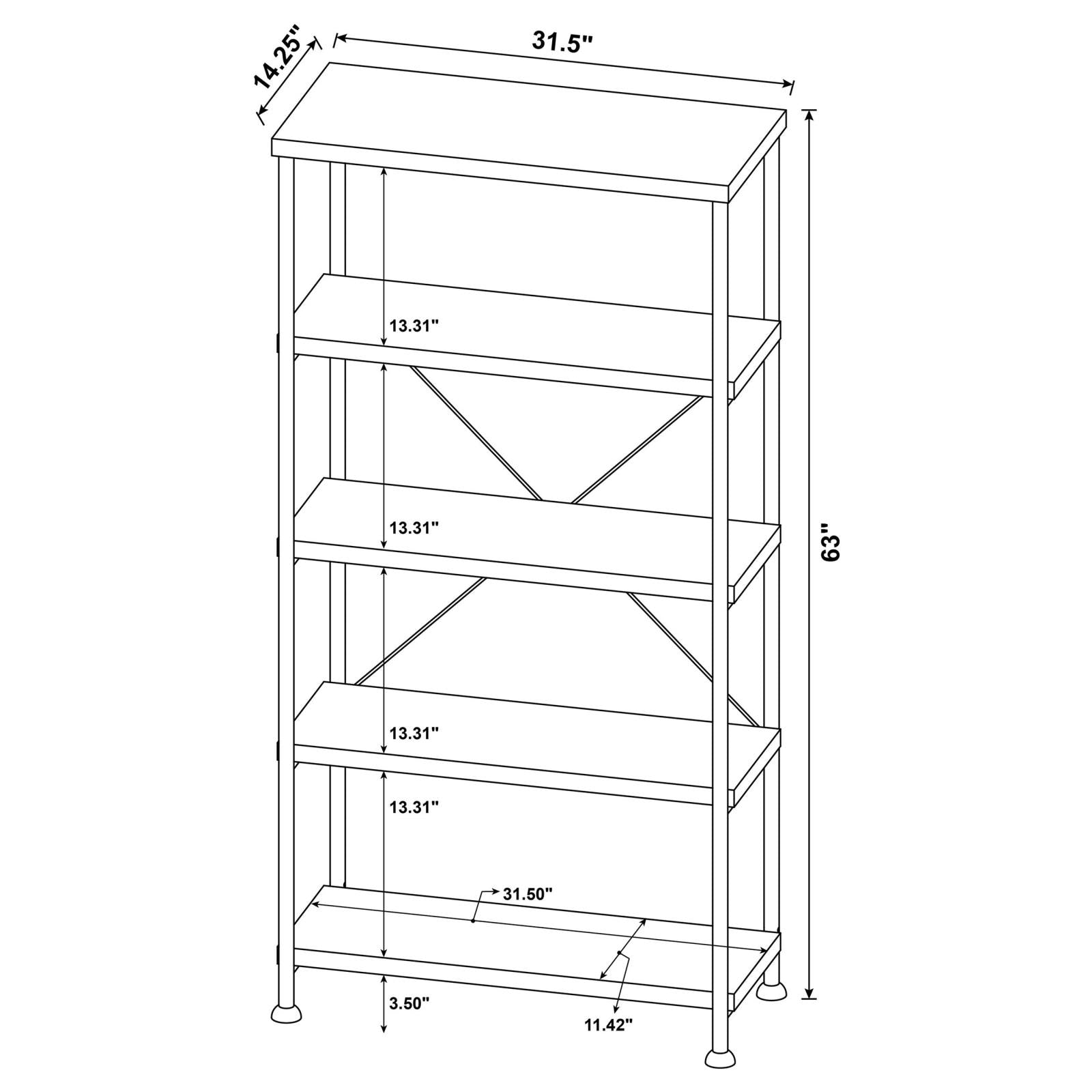 Analiese Antique Nutmeg 4-Shelf Bookcase - 801542 - Bien Home Furniture &amp; Electronics