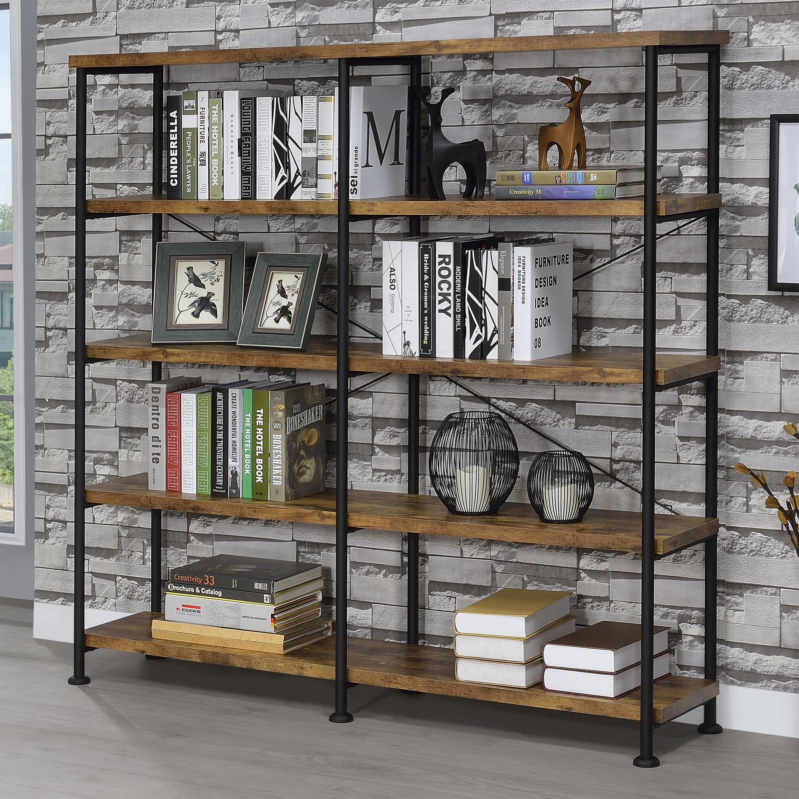 Analiese Antique Nutmeg 4-Shelf Open Bookcase - 801543 - Bien Home Furniture &amp; Electronics