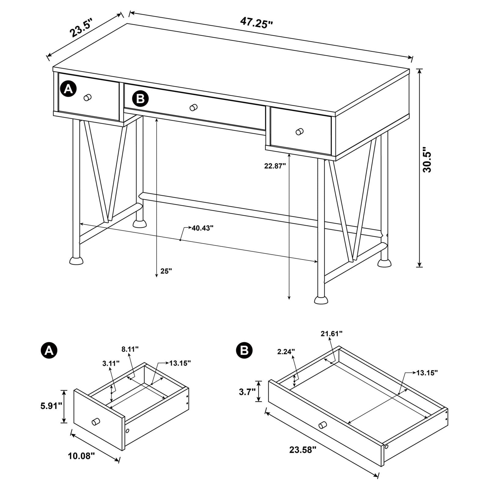 Analiese Antique Nutmeg/Black 2-Piece 3-Drawer Writing Desk Set - 801541-S2 - Bien Home Furniture & Electronics