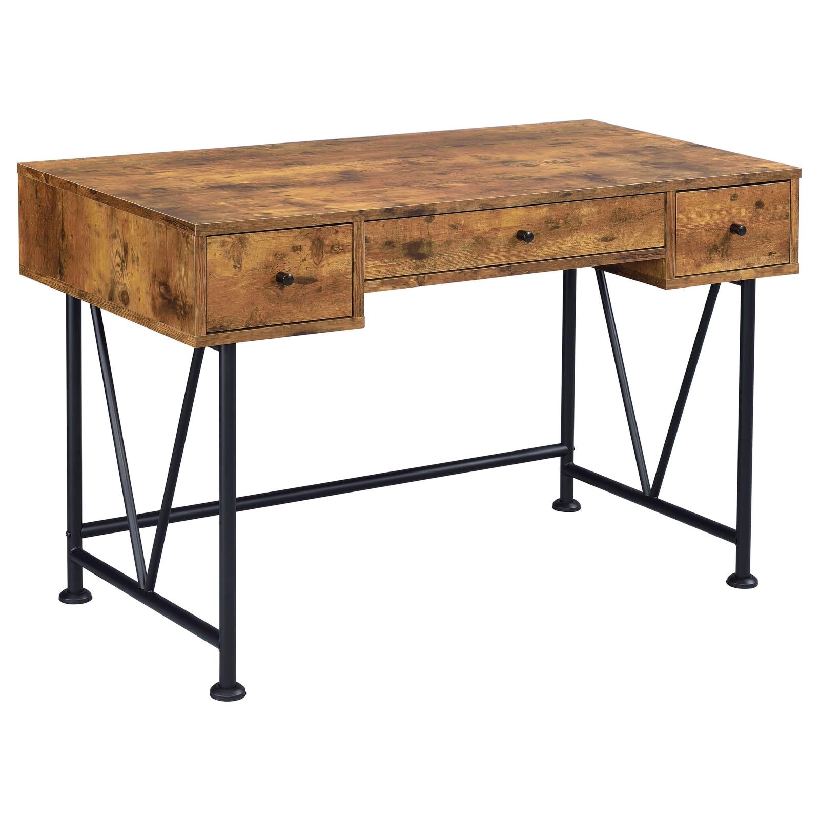 Analiese Antique Nutmeg/Black 3-Drawer Writing Desk - 801541 - Bien Home Furniture &amp; Electronics