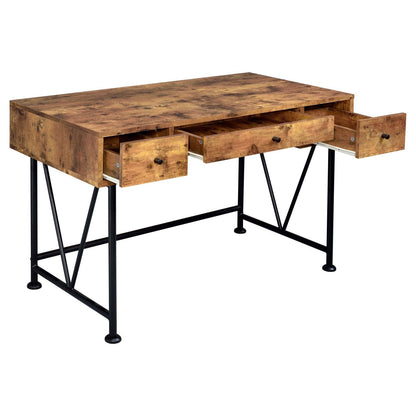 Analiese Antique Nutmeg/Black 3-Drawer Writing Desk - 801541 - Bien Home Furniture &amp; Electronics